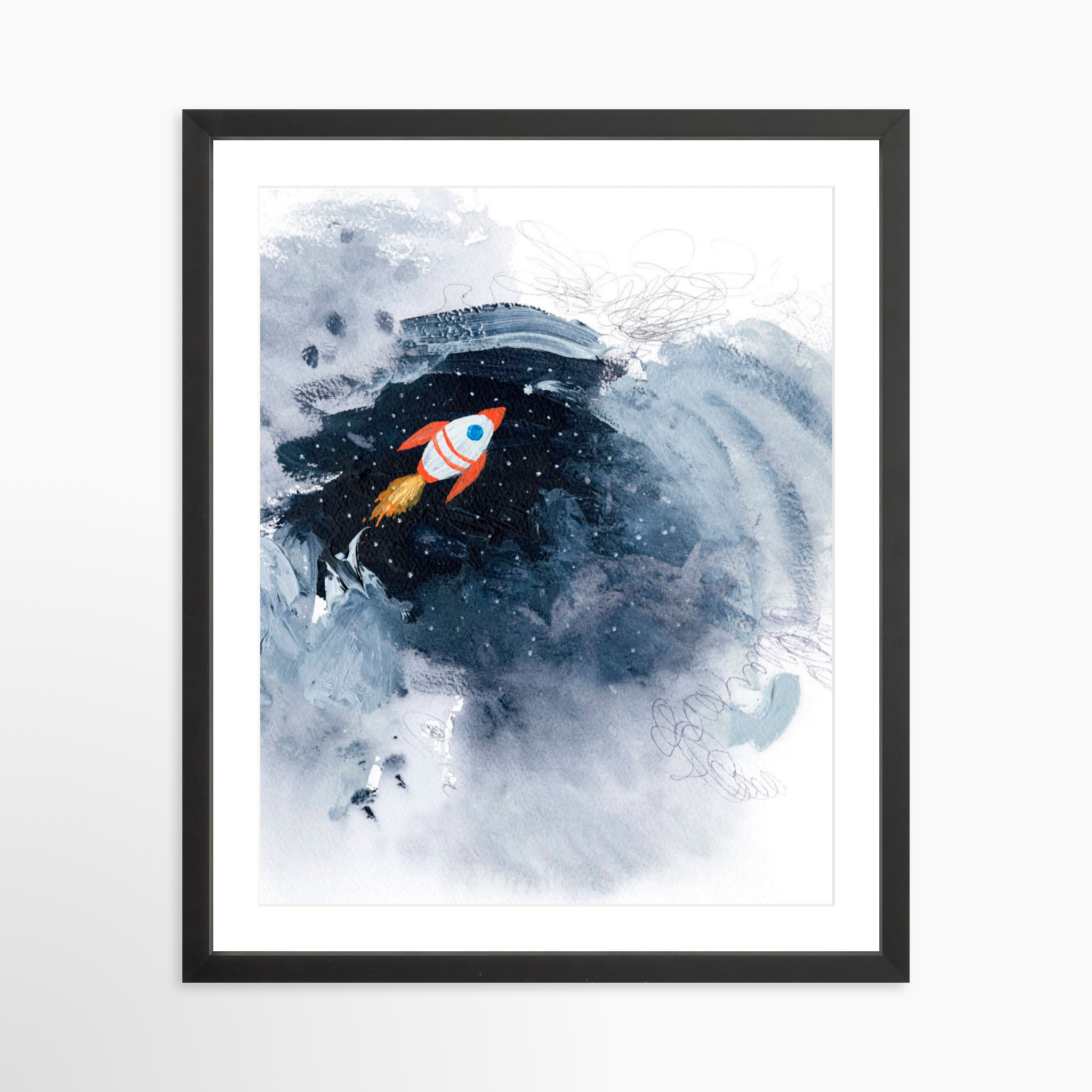 16x20 / Black Frame + White Mat