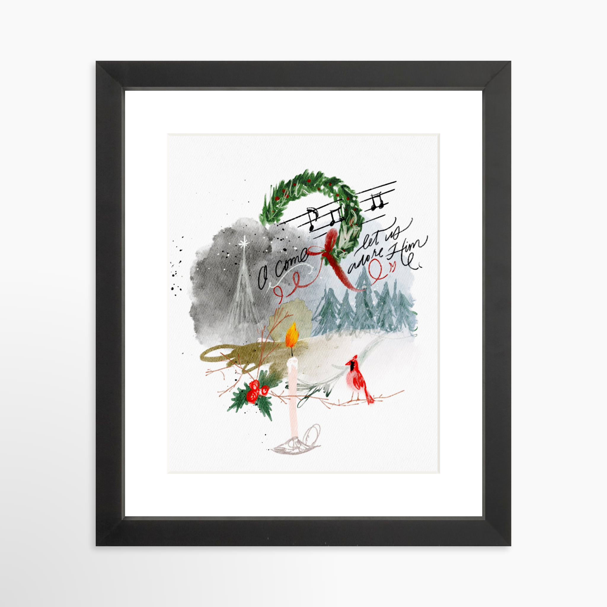 8x10 / Black Frame + White Mat
