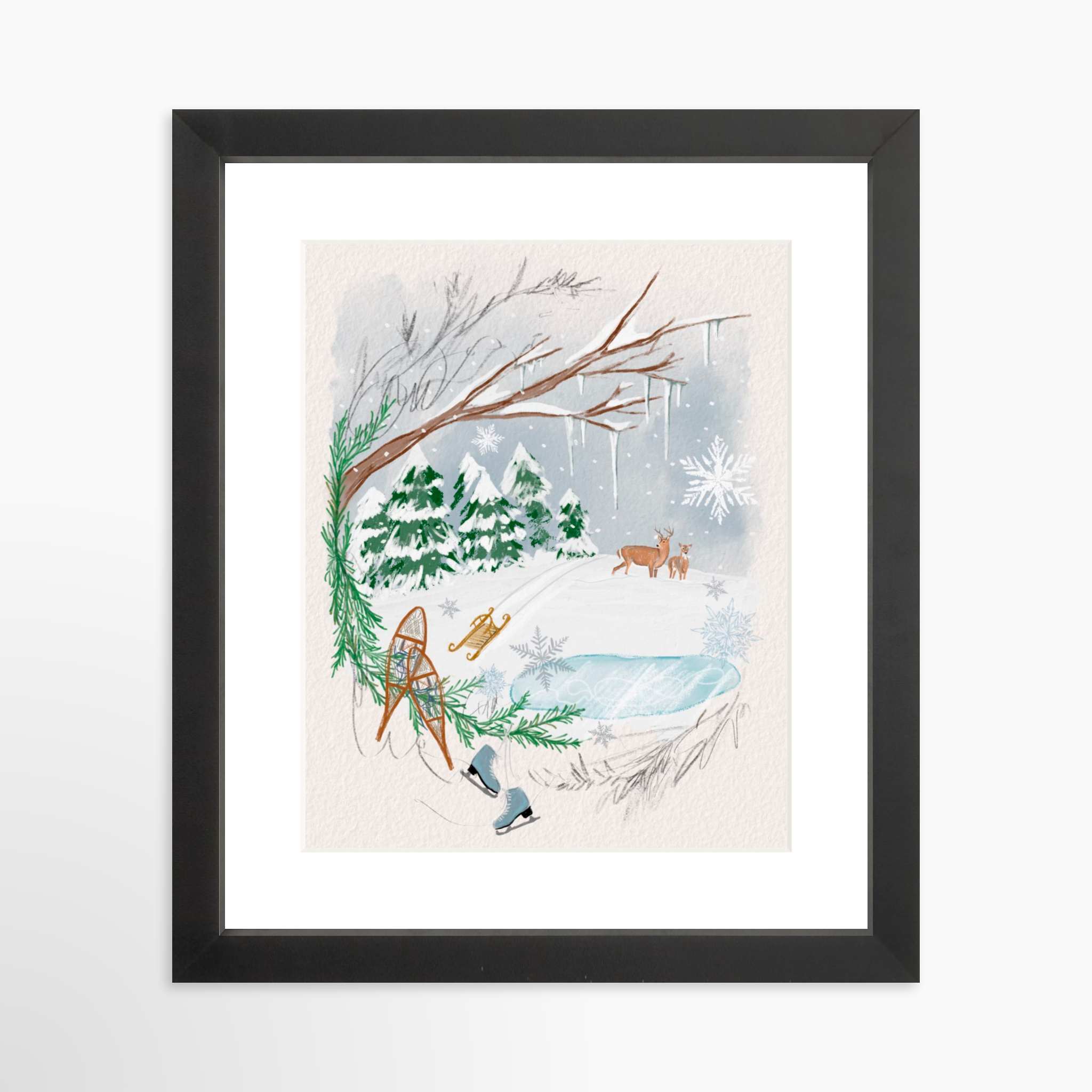8x10 / Black Frame + White Mat