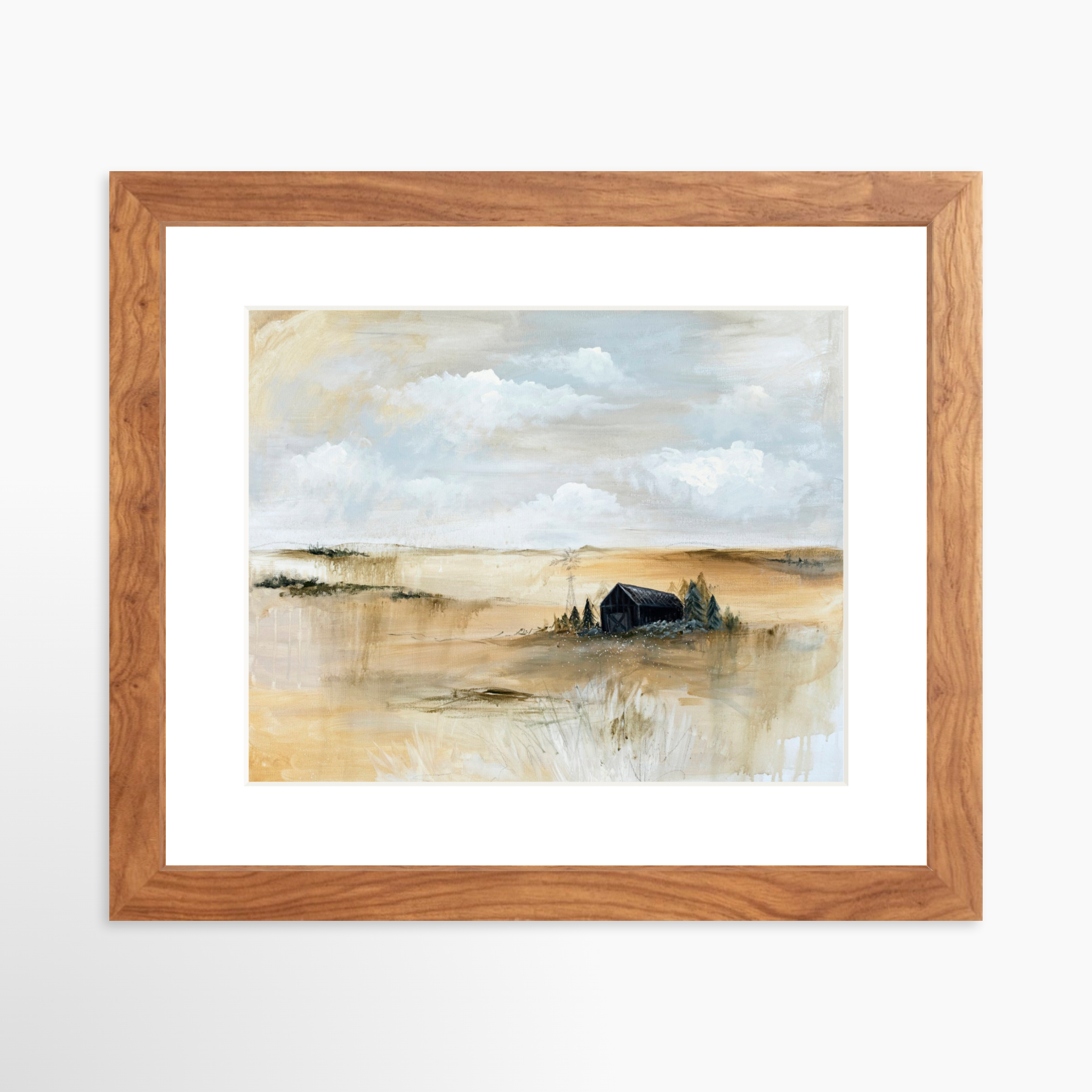 10x8 / Light Walnut Frame + White Mat