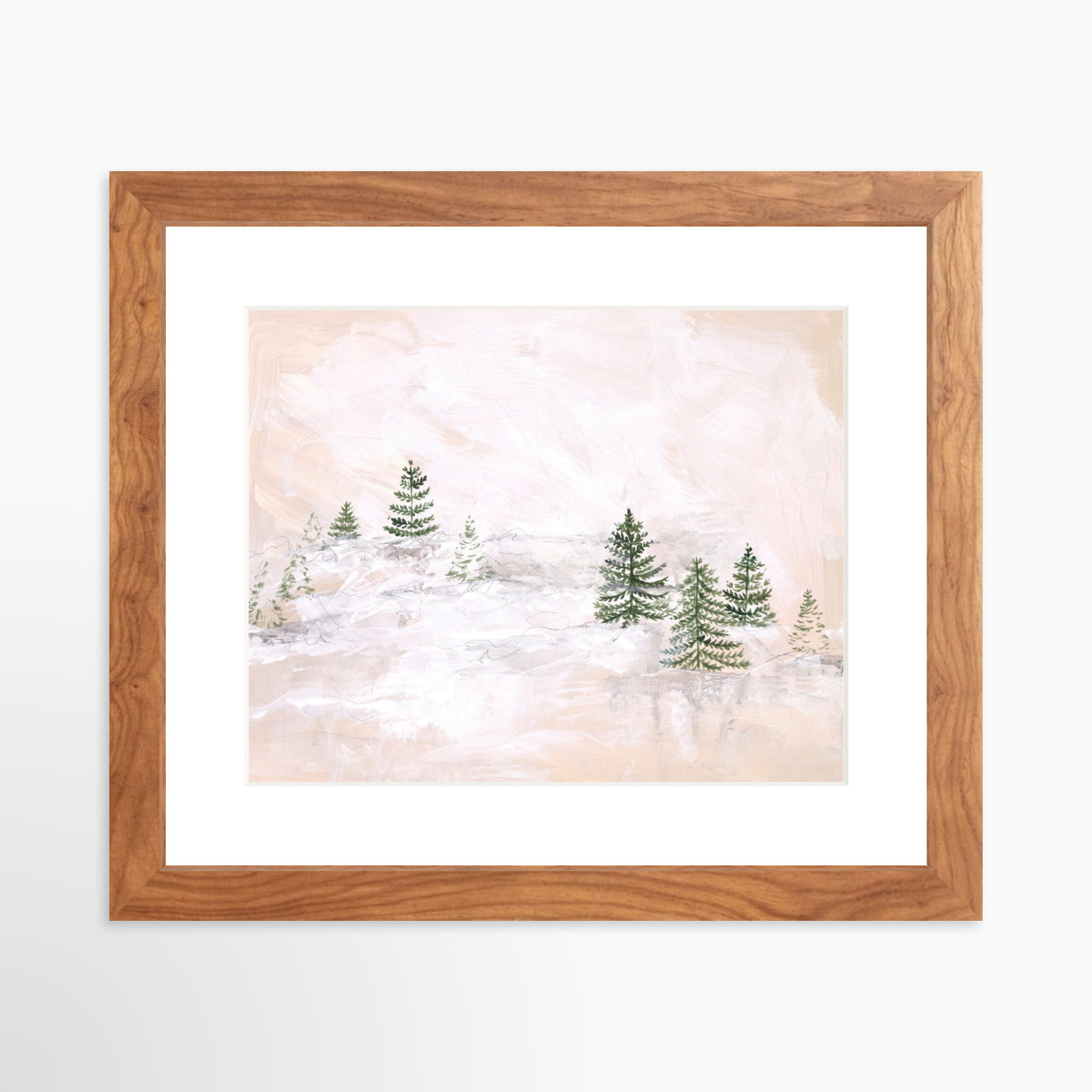 10x8 / Light Walnut Frame + White Mat