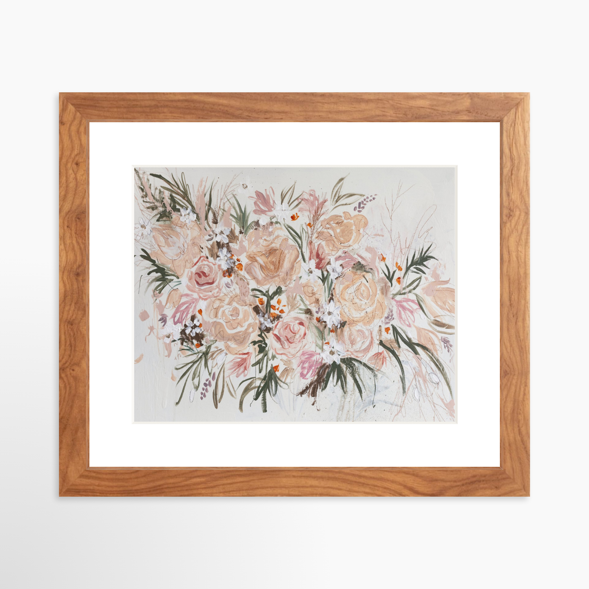 10x8 / Light Walnut Frame + White Mat