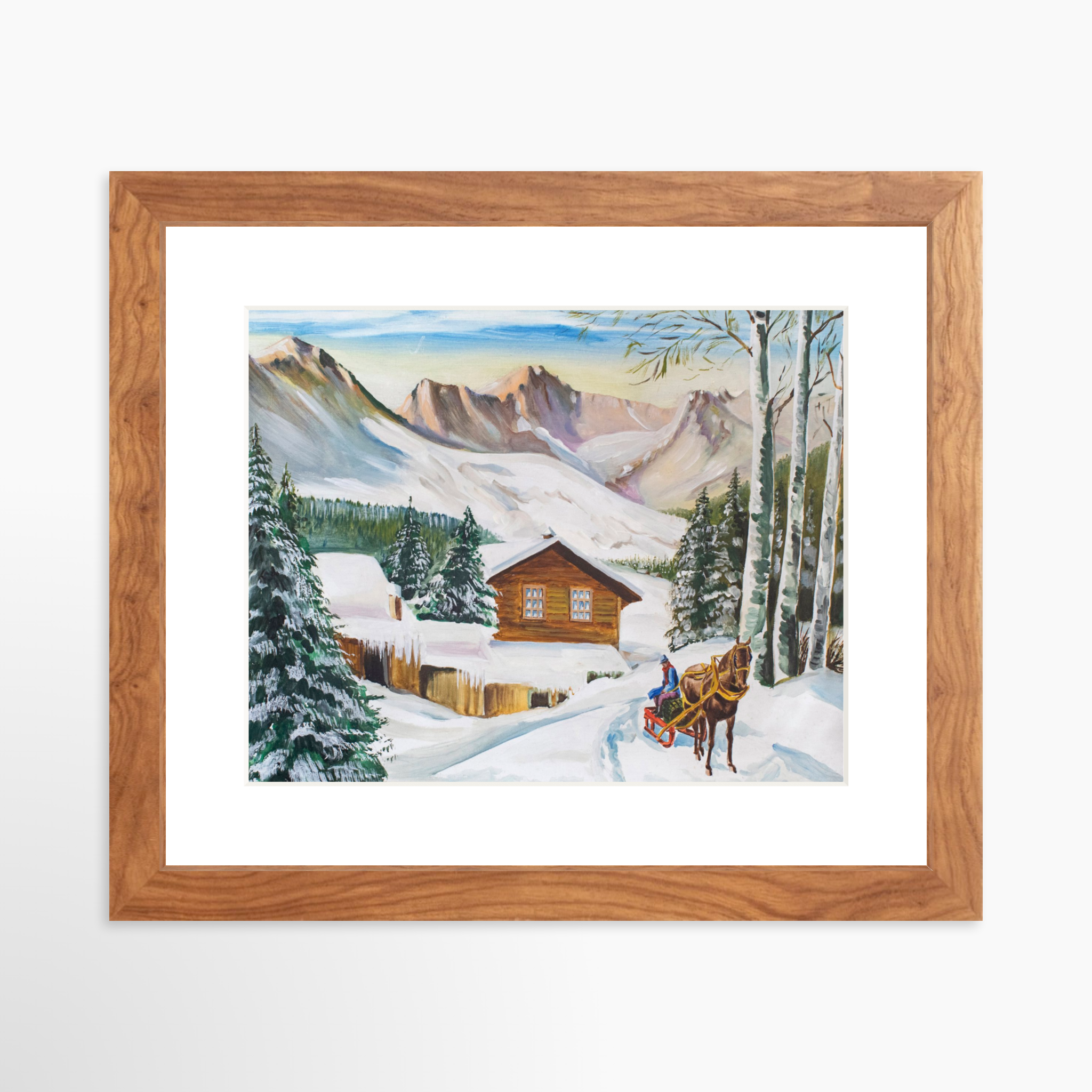 10x8 / Light Walnut Frame + White Mat