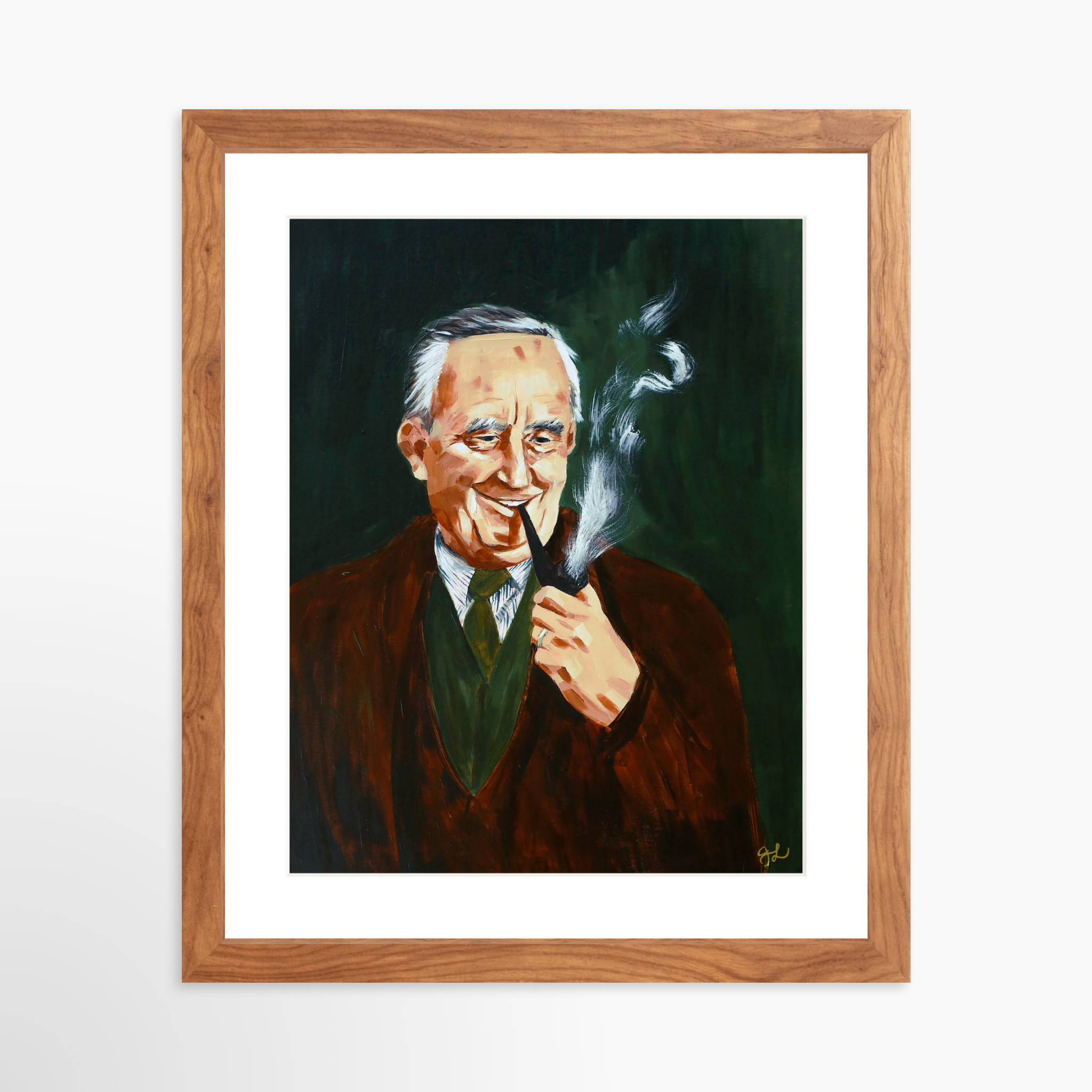11x14 / Light Walnut Frame + White Mat