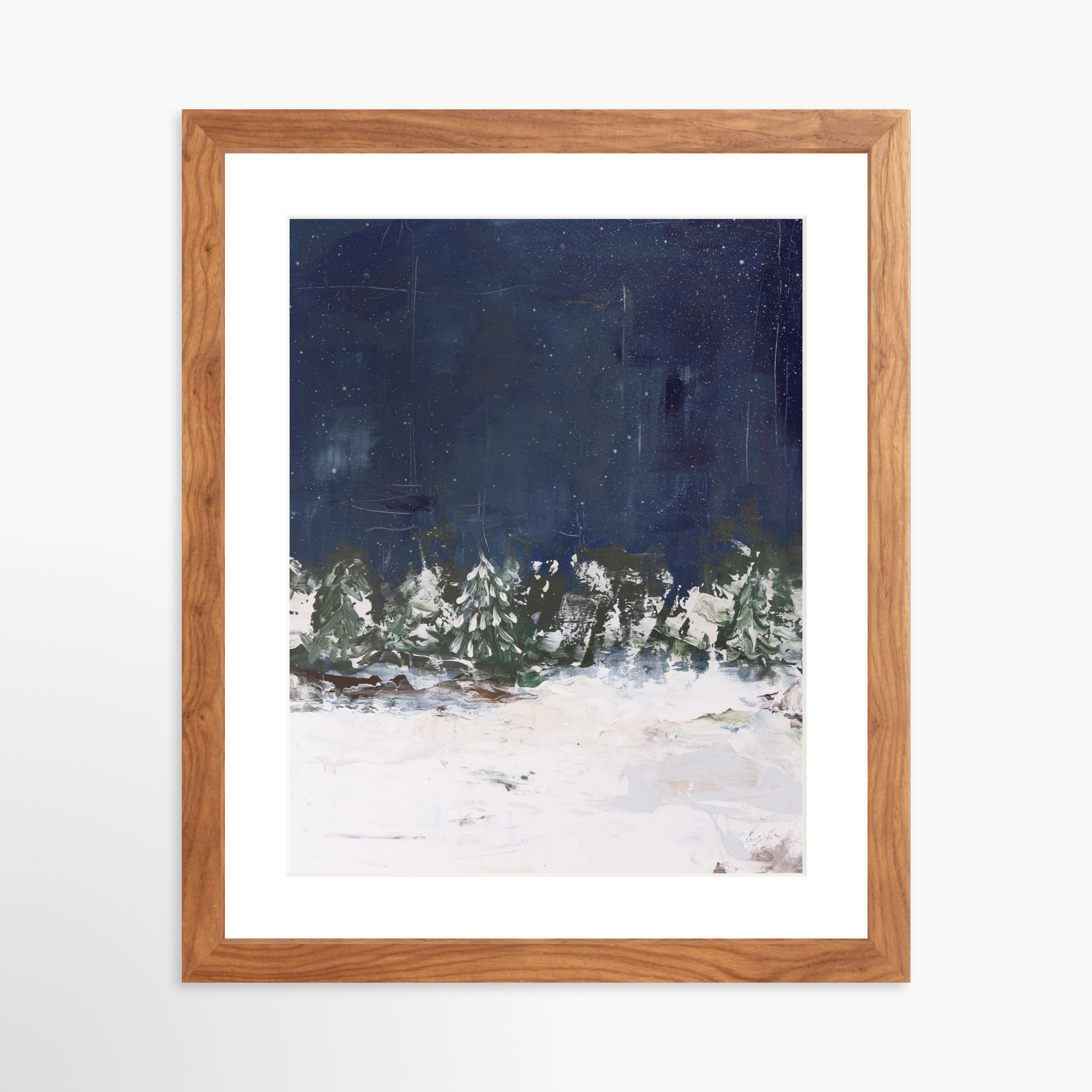 11x14 / Light Walnut Frame + White Mat