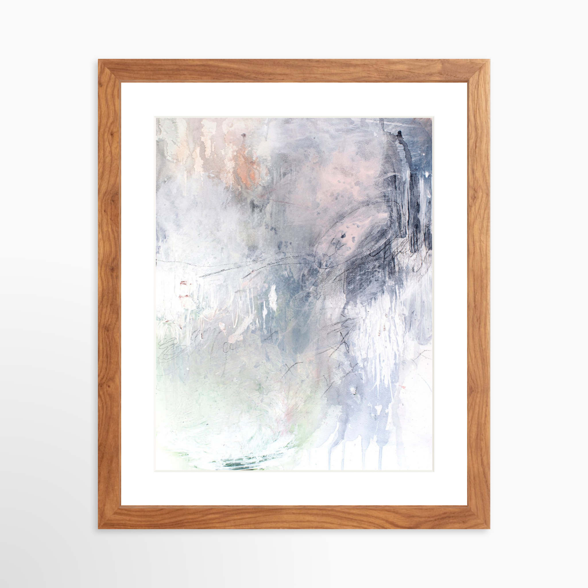 11x14 / Light Walnut Frame + White Mat