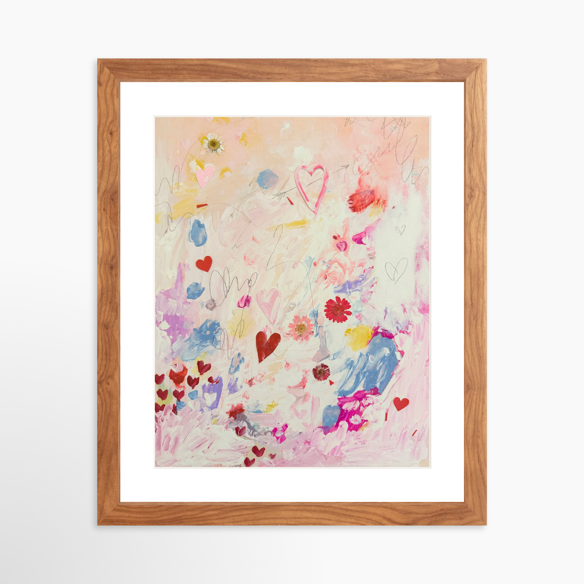 11x14 / Light Walnut Frame + White Mat