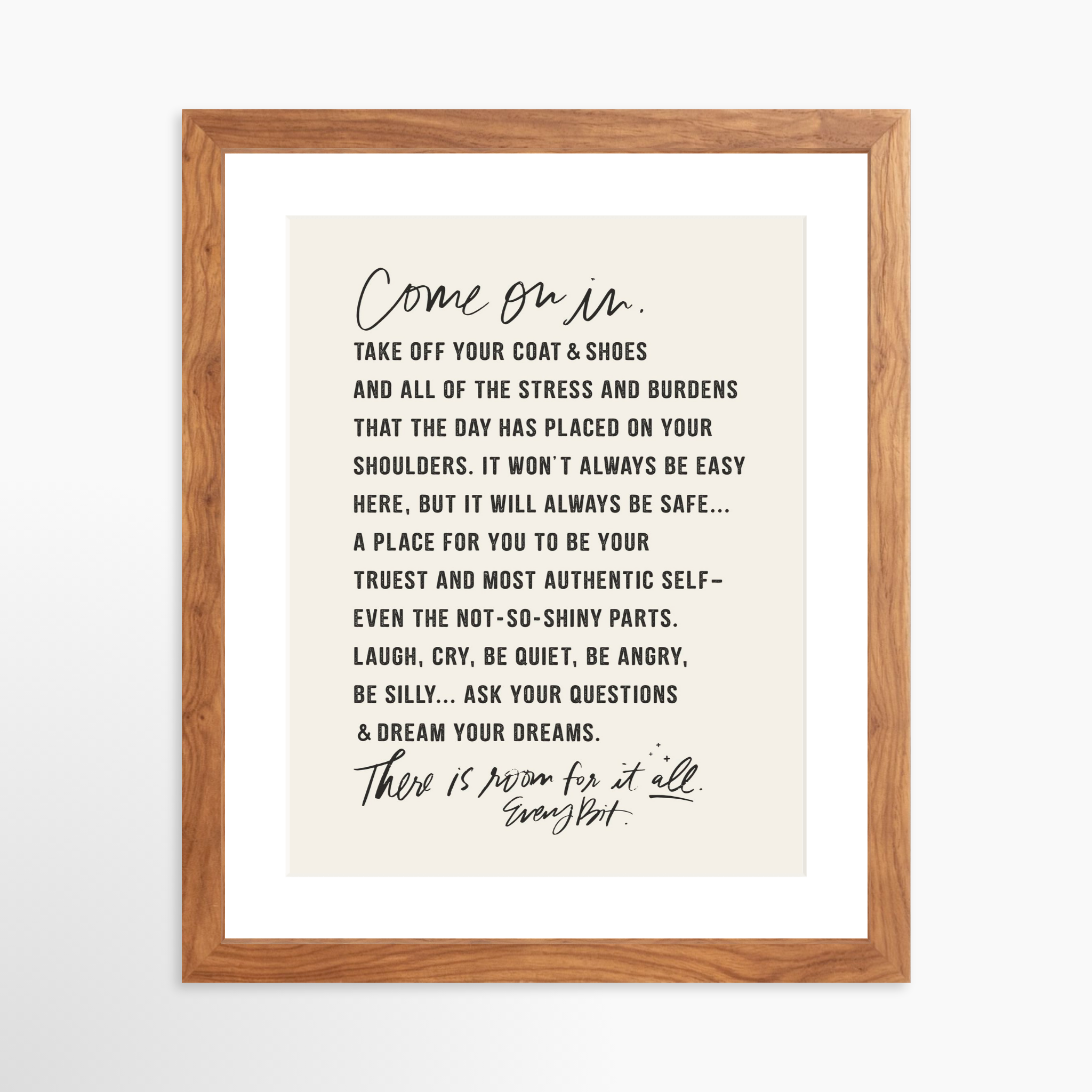 11x14 / Light Walnut Frame + White Mat