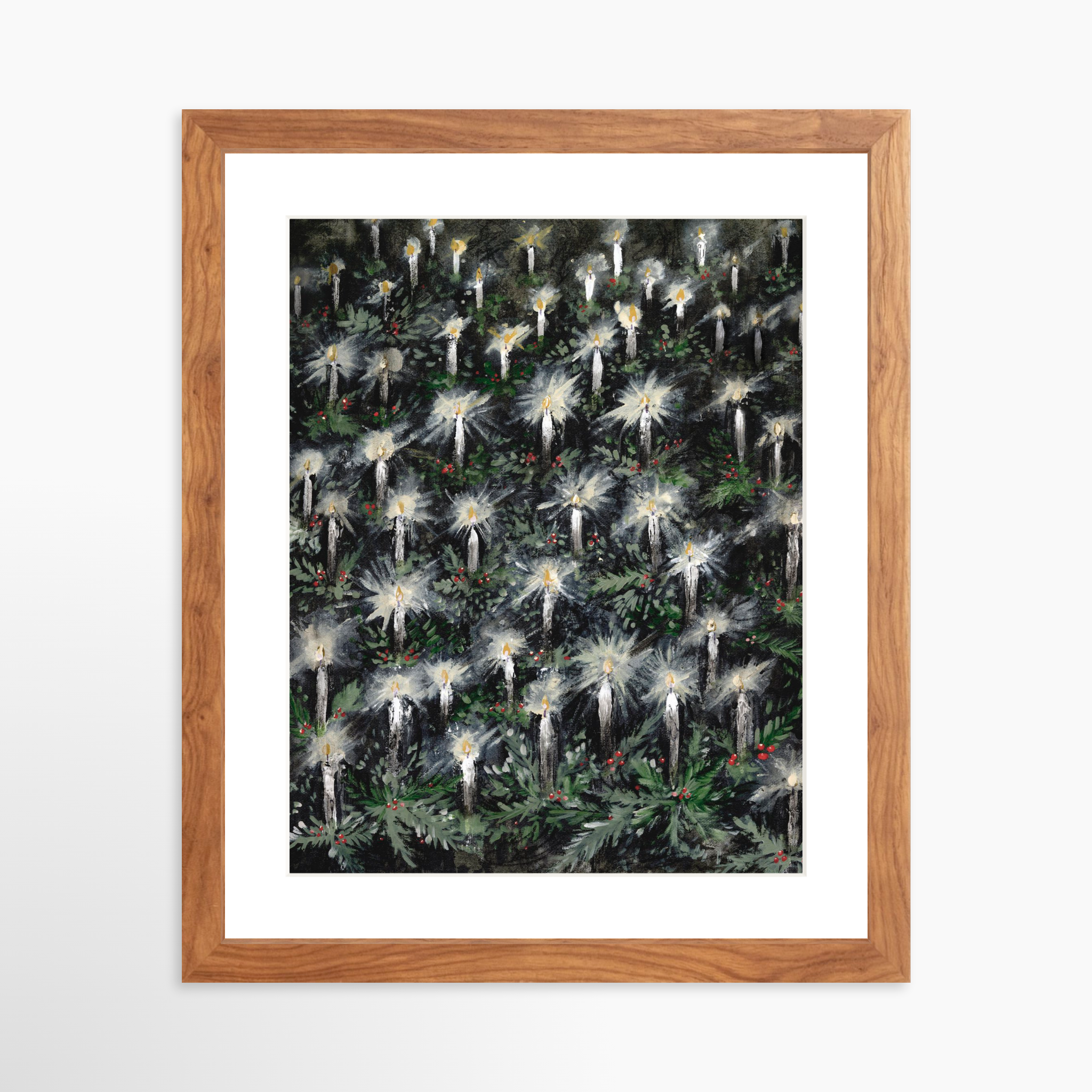 11x14 / Light Walnut Frame + White Mat