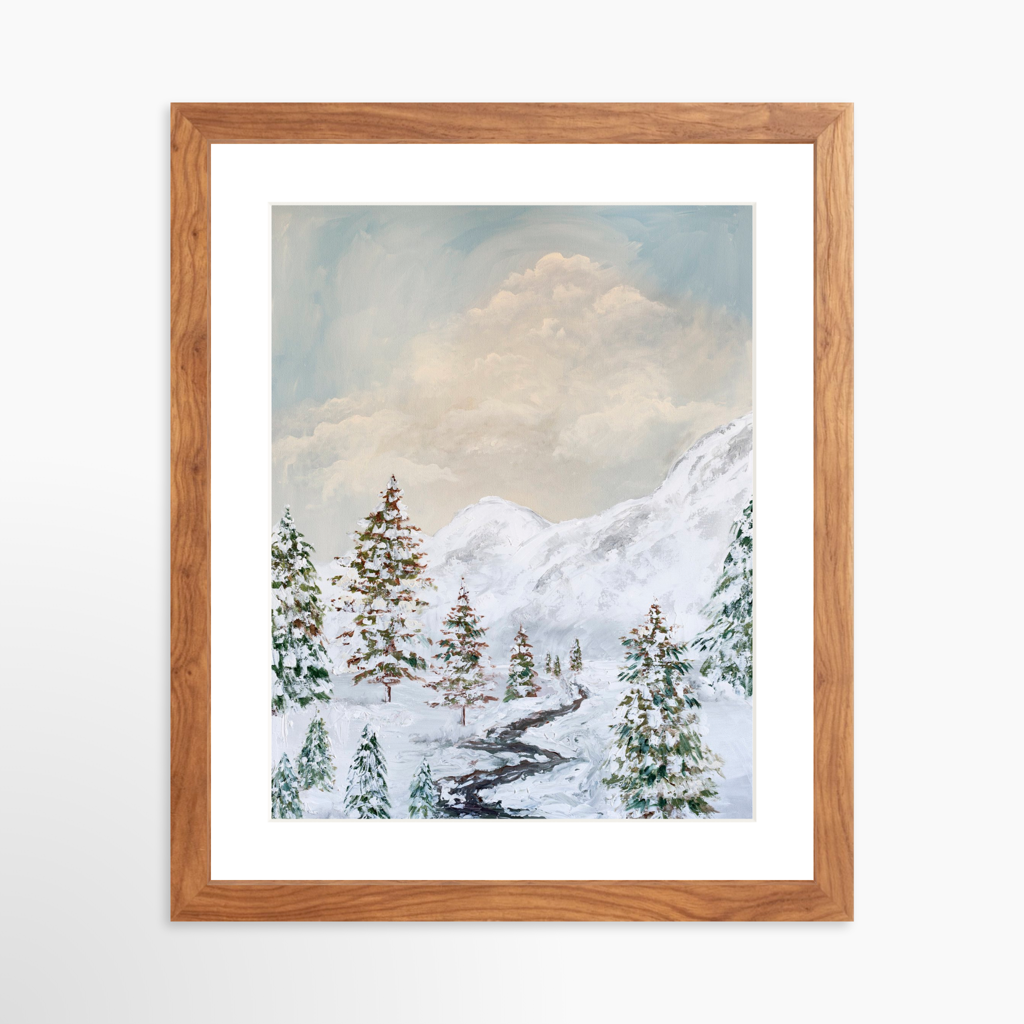 11x14 / Light Walnut Frame + White Mat