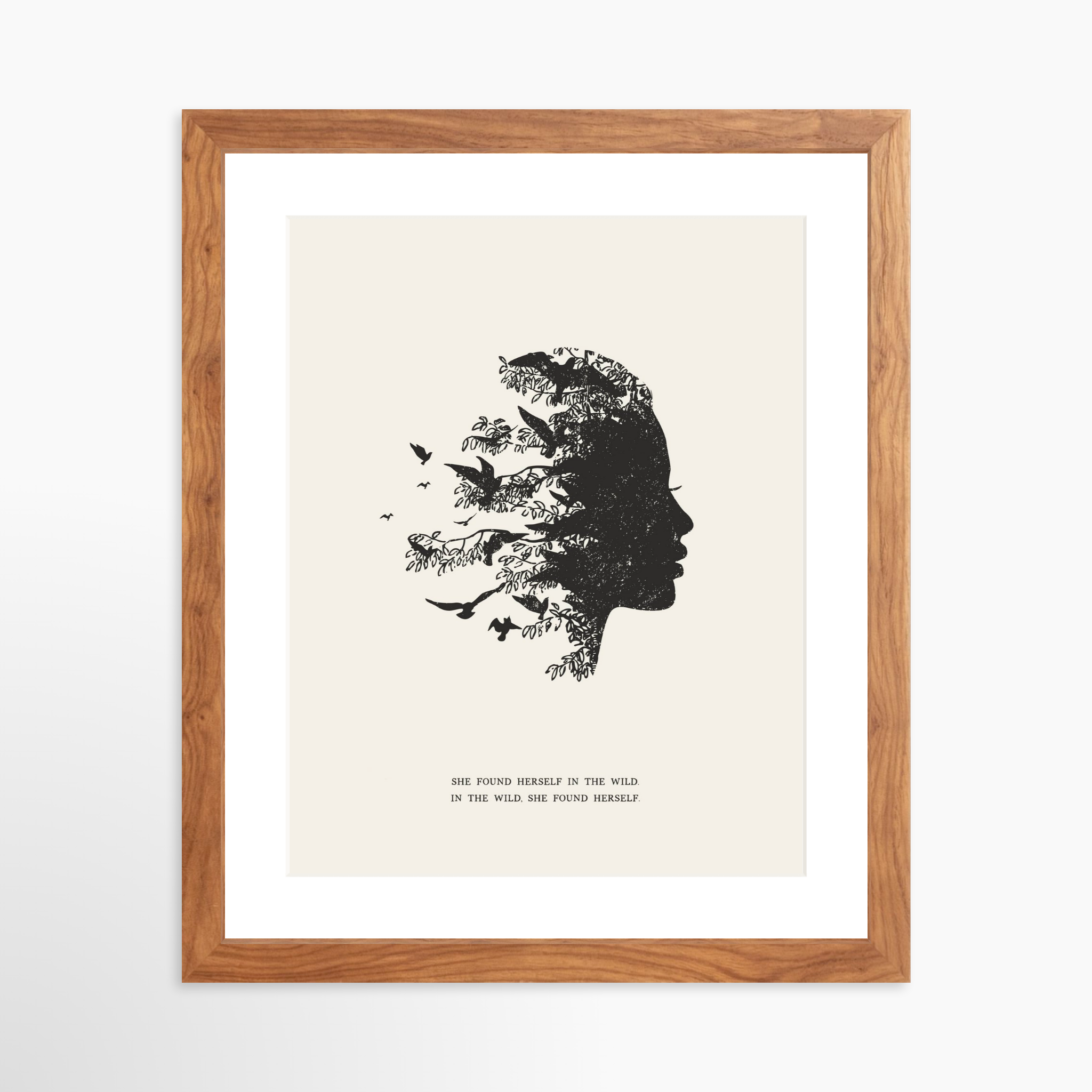 11x14 / Light Walnut Frame + White Mat