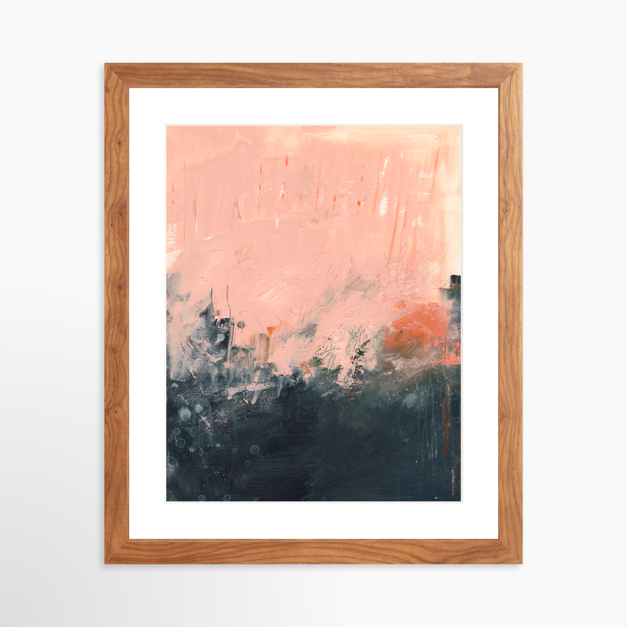 11x14 / Light Walnut Frame + White Mat