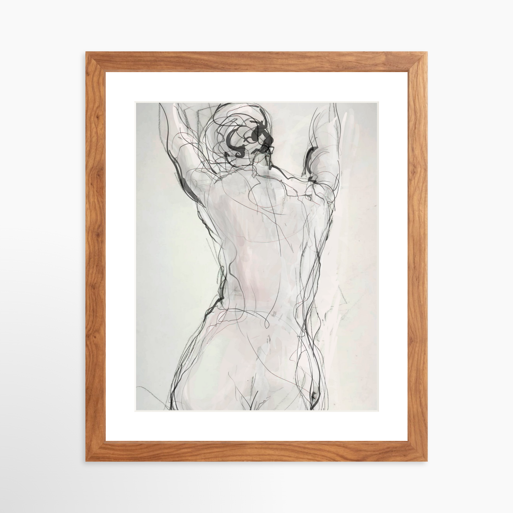 11x14 / Light Walnut Frame + White Mat