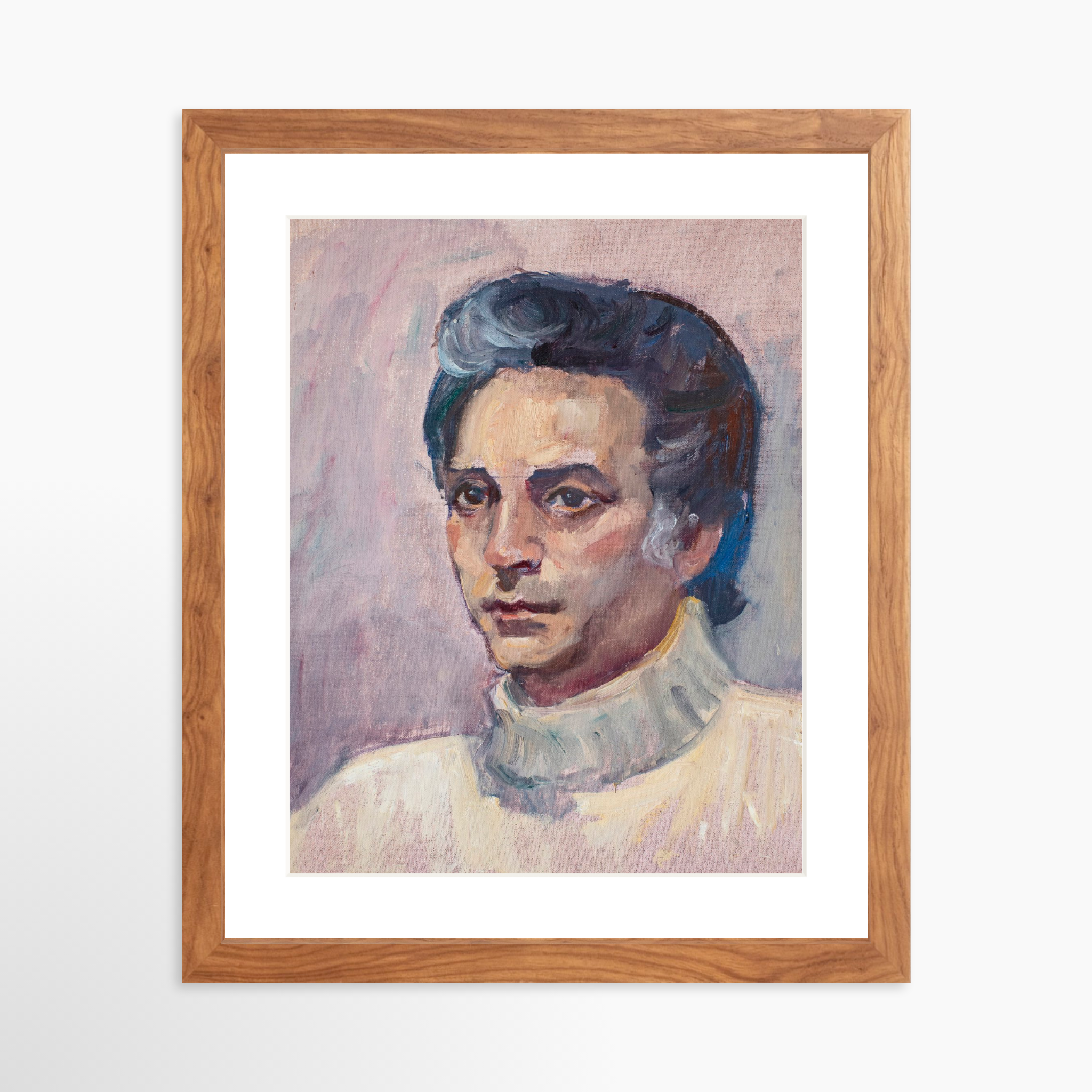 11x14 / Light Walnut Frame + White Mat