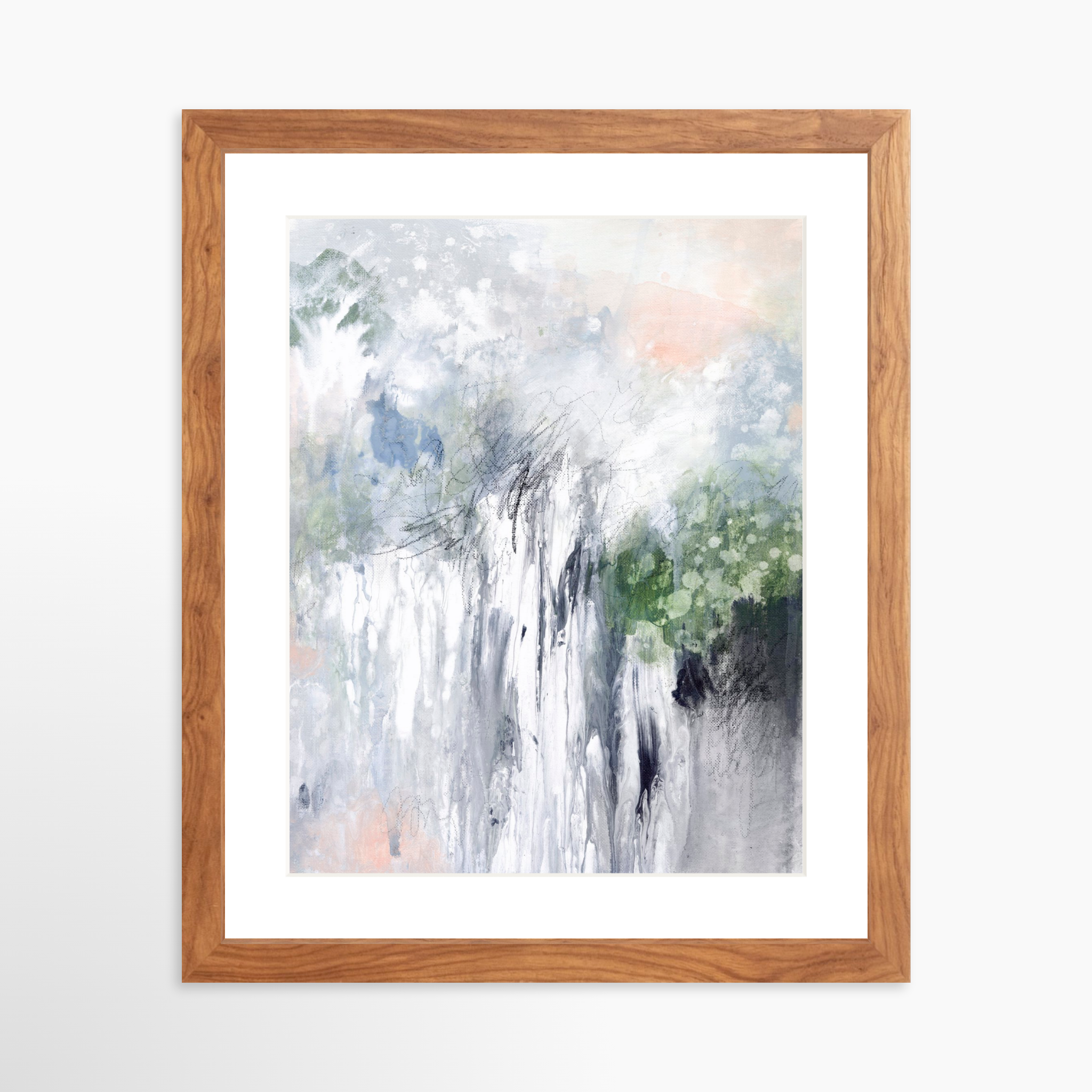 11x14 / Light Walnut Frame + White Mat