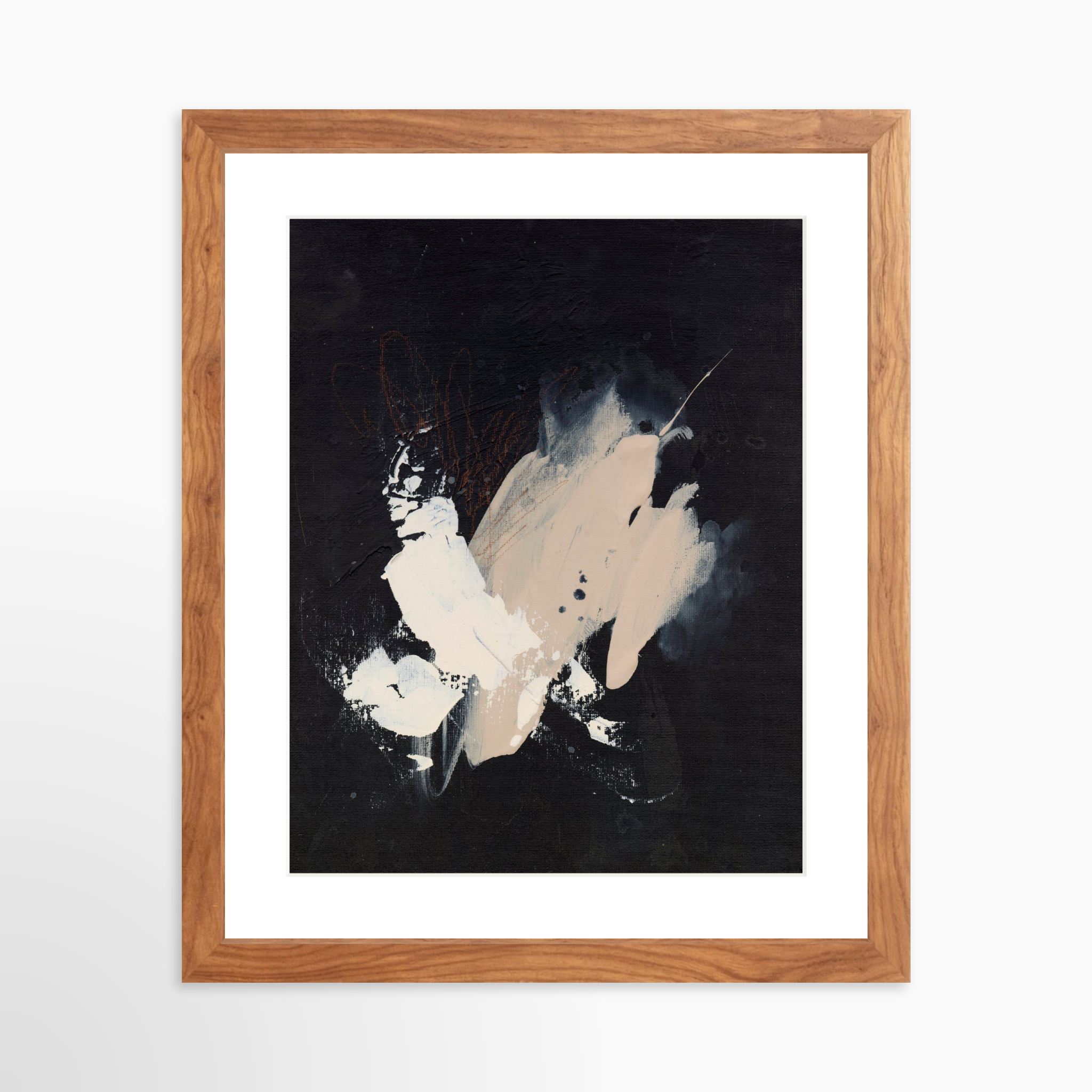 11x14 / Light Walnut Frame + White Mat