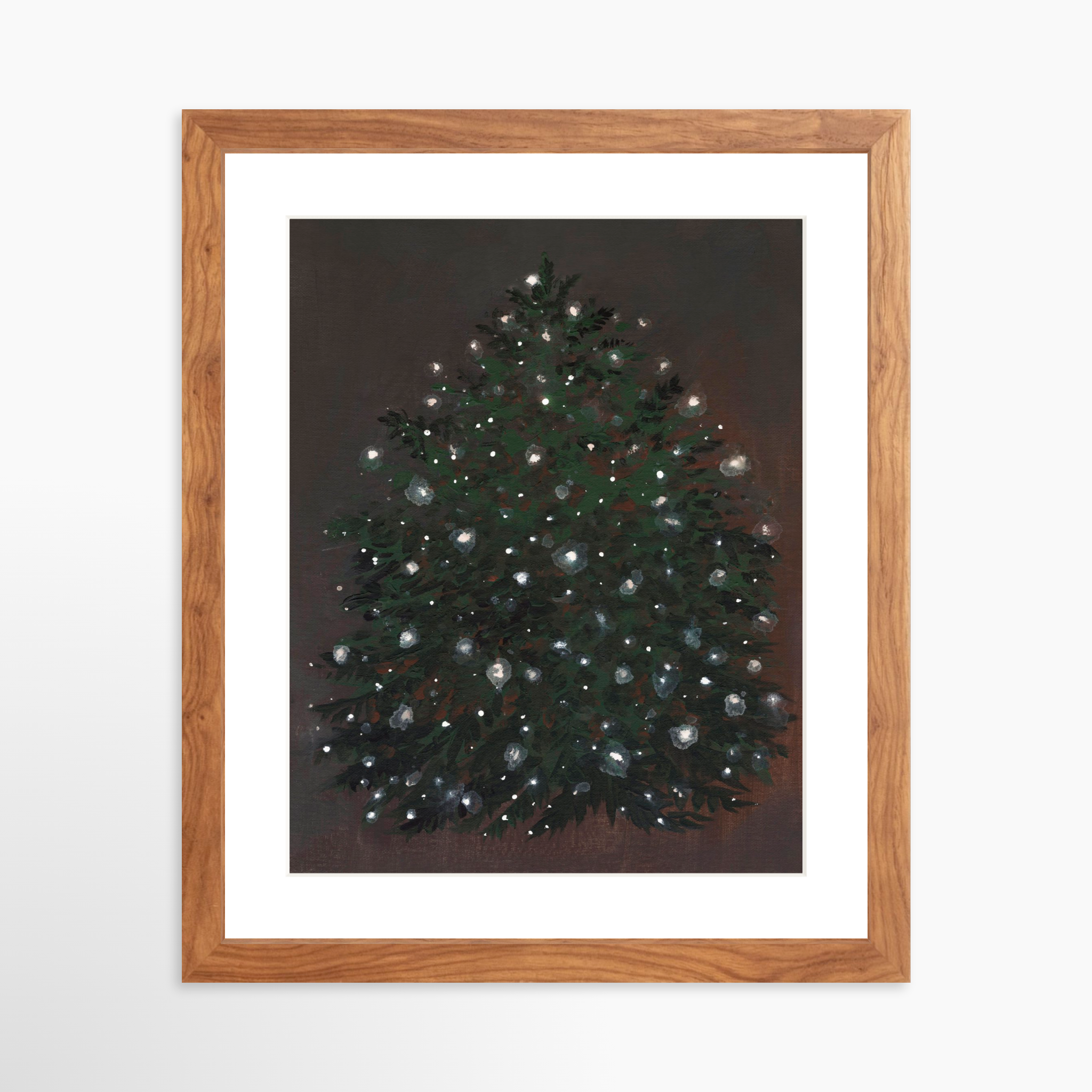 11x14 / Light Walnut Frame + White Mat