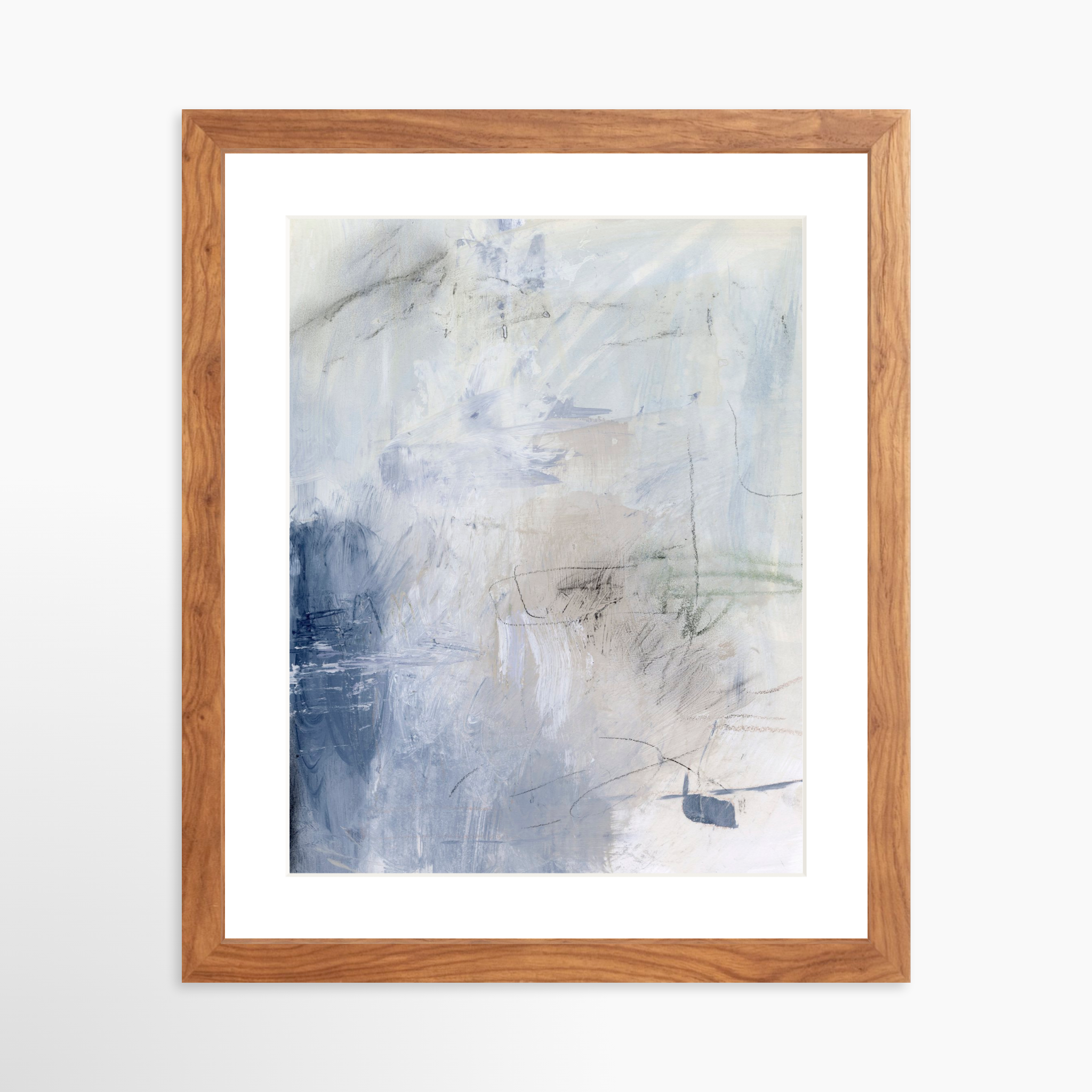 11x14 / Light Walnut Frame + White Mat