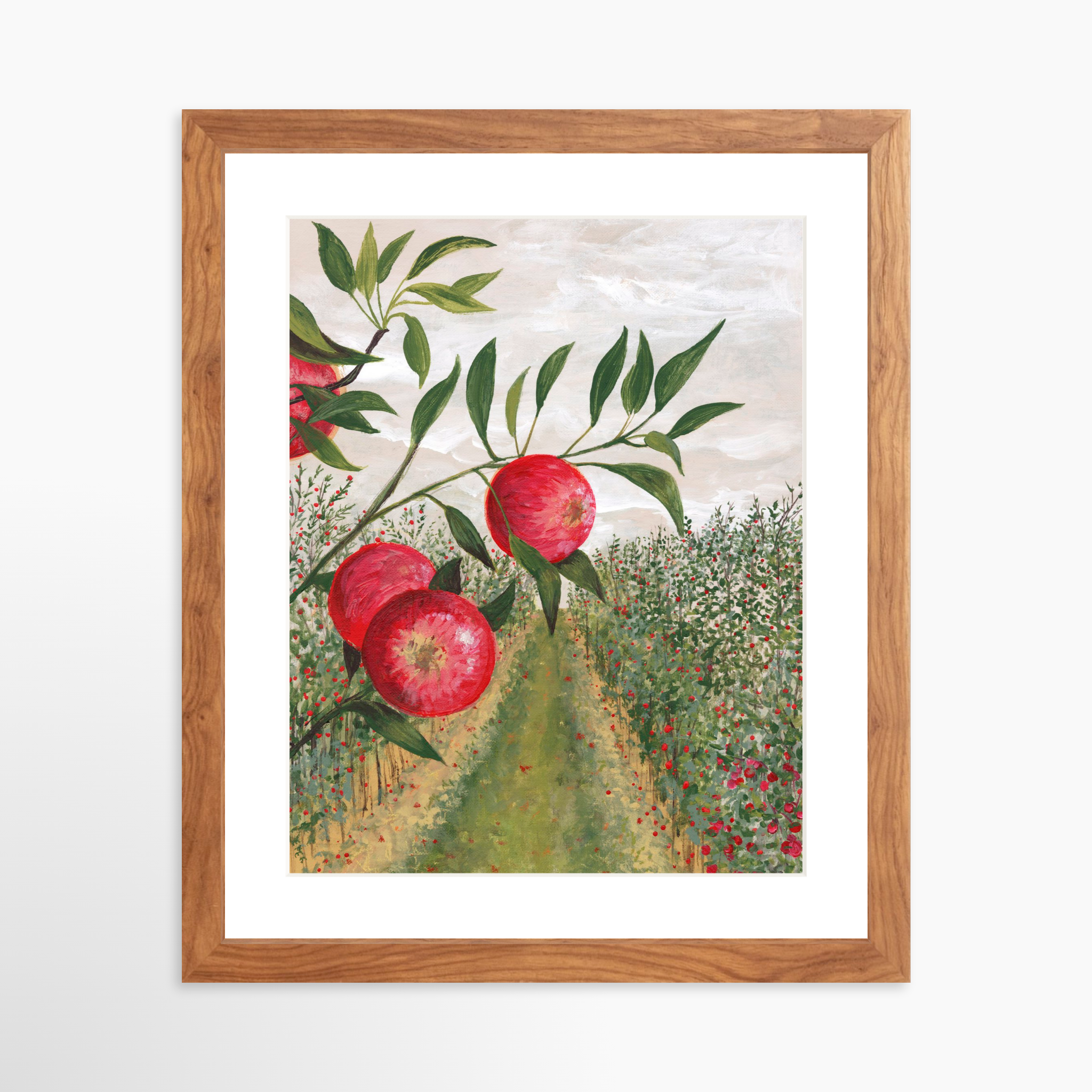 11x14 / Light Walnut Frame + White Mat