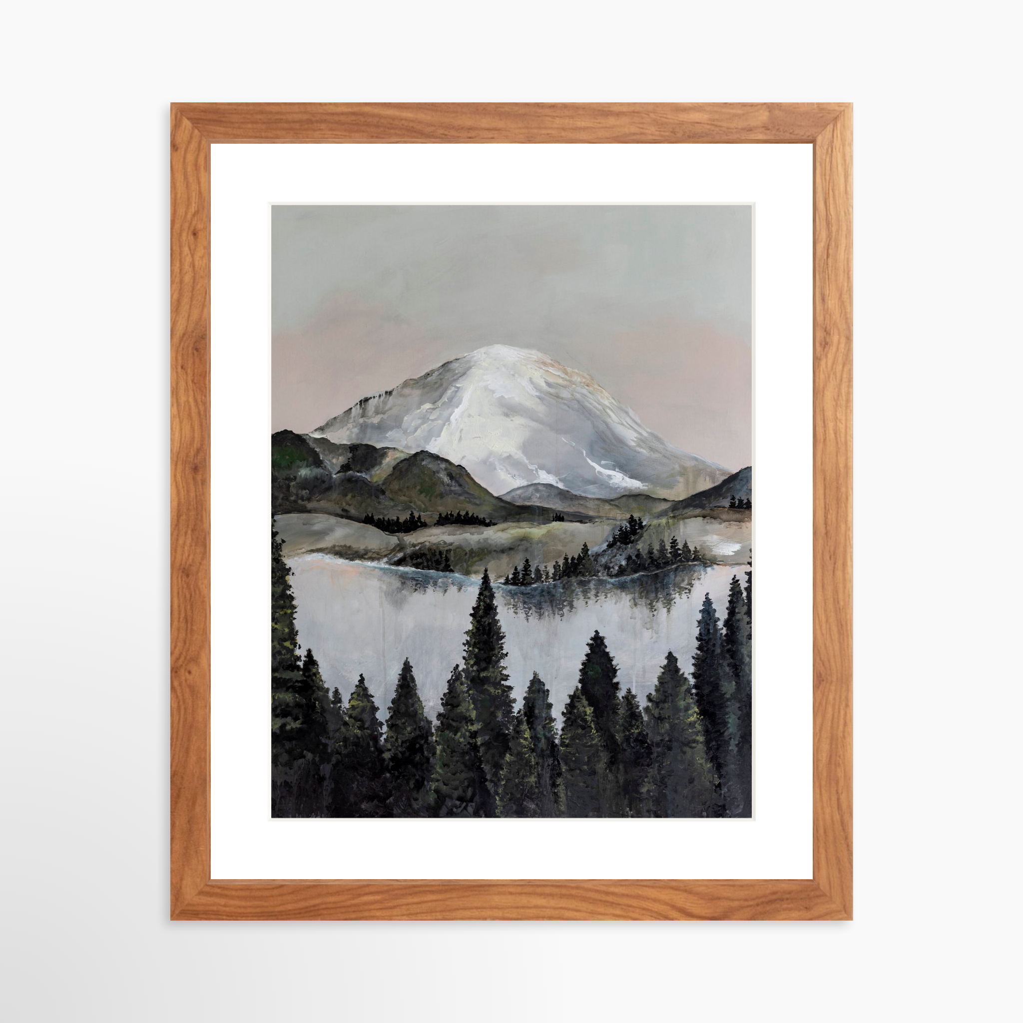 11x14 / Light Walnut Frame + White Mat