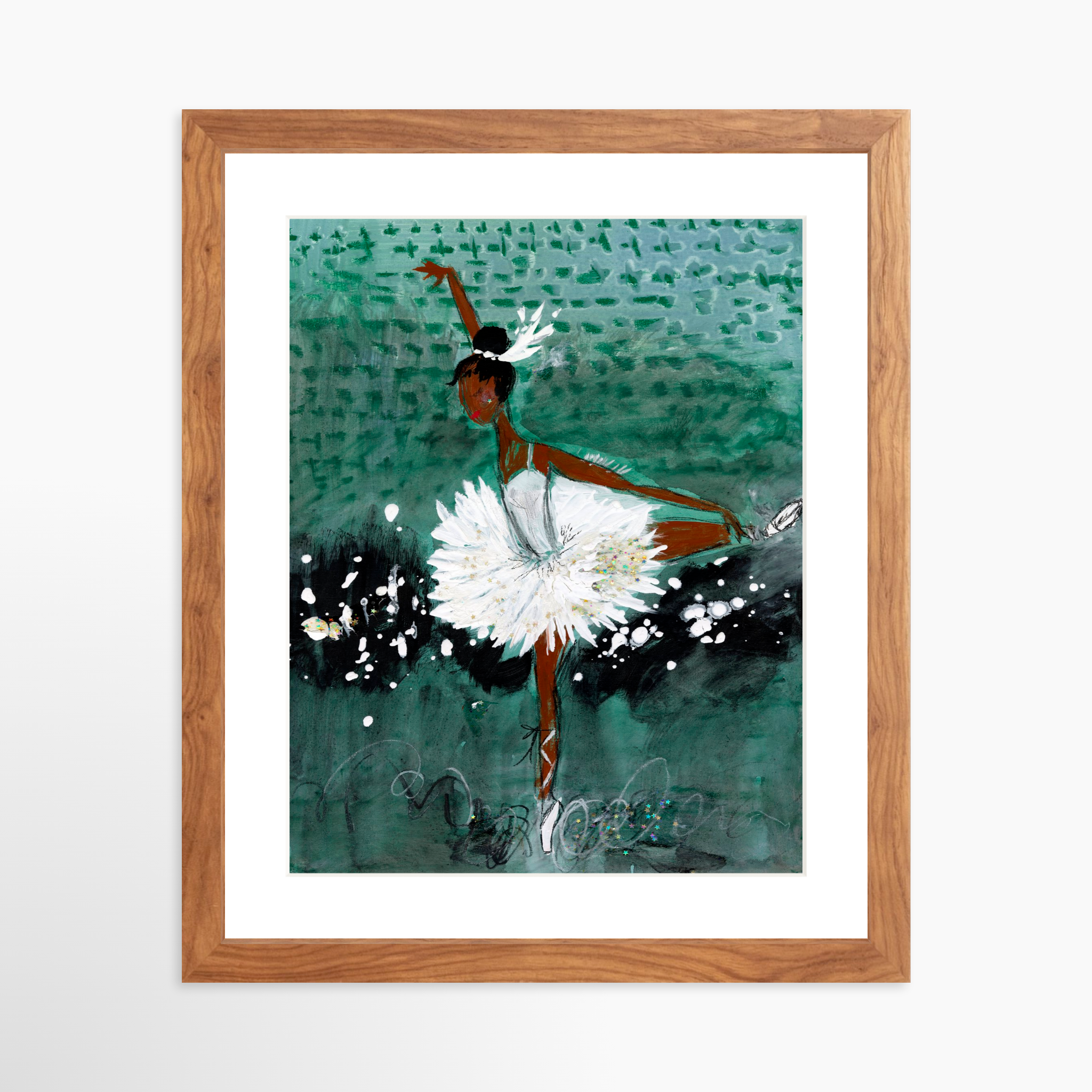 11x14 / Light Walnut Frame + White Mat