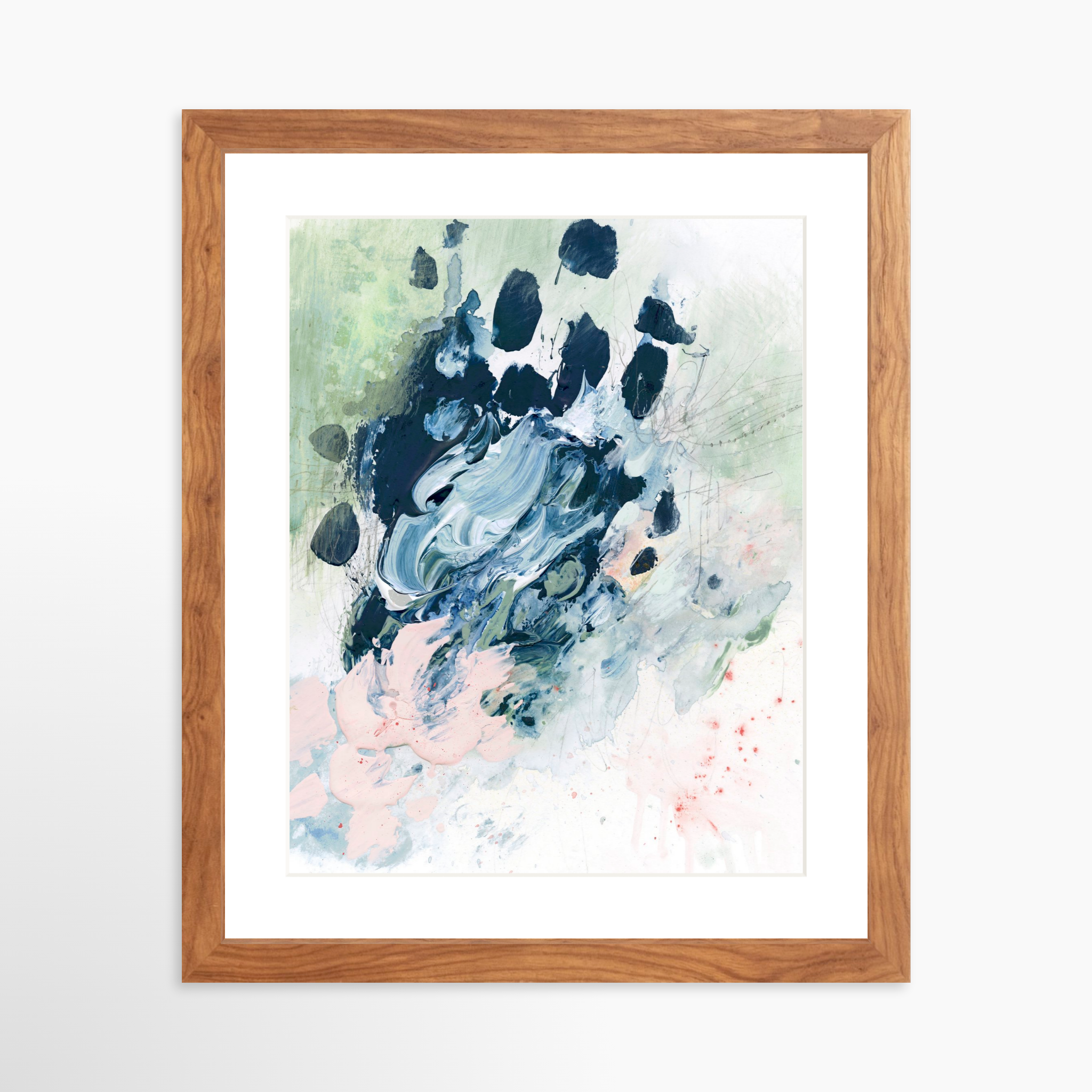 11x14 / Light Walnut Frame + White Mat