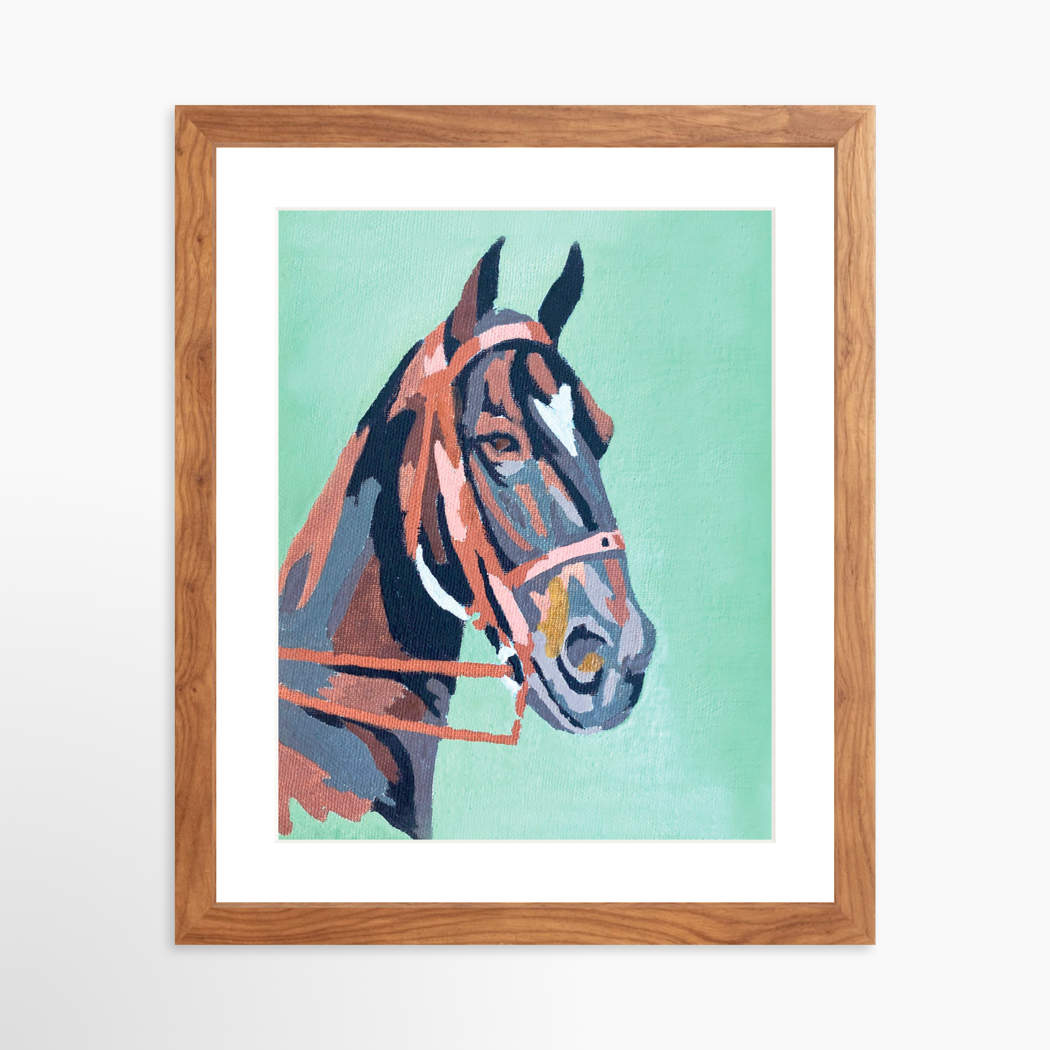 11x14 / Light Walnut Frame + White Mat