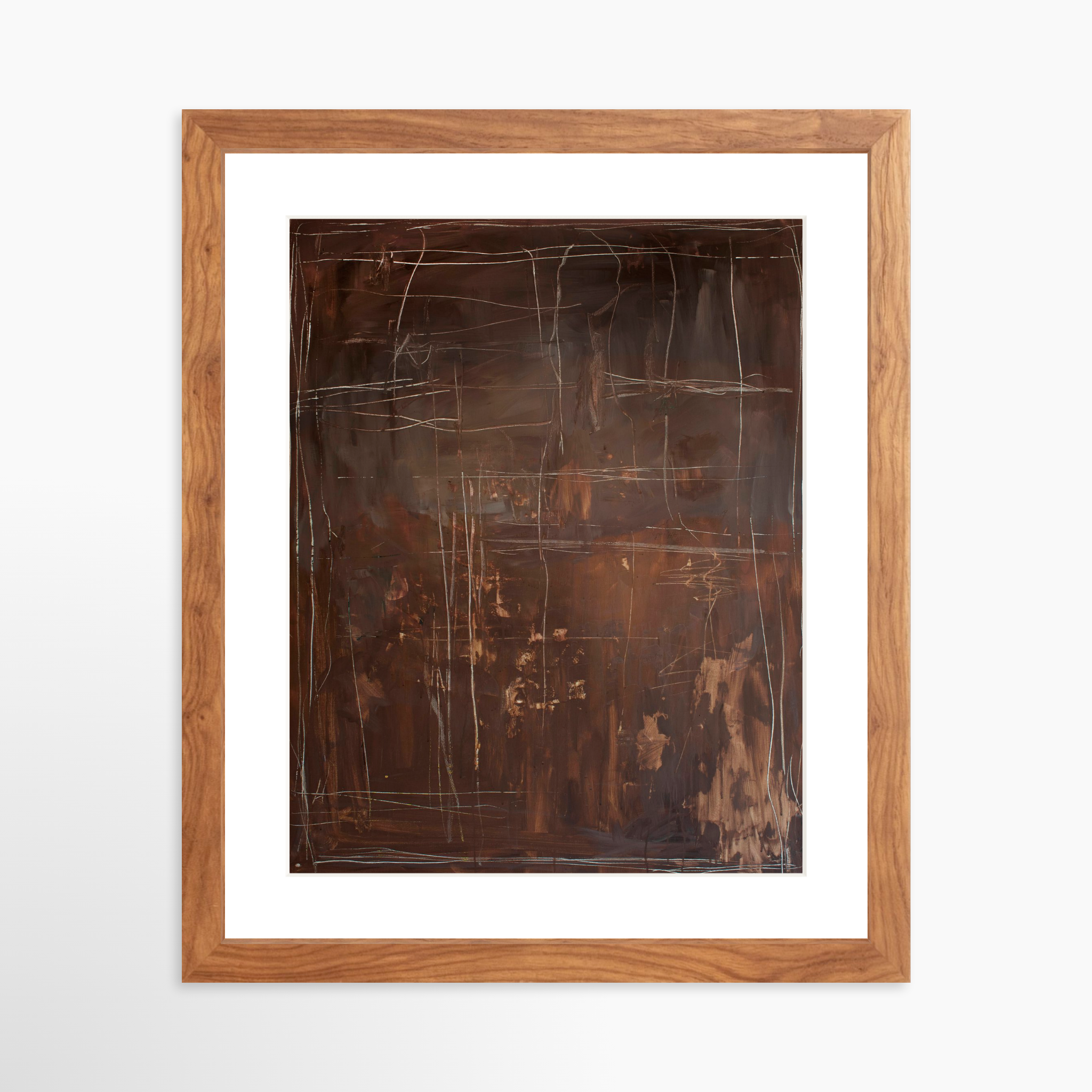 11x14 / Light Walnut Frame + White Mat