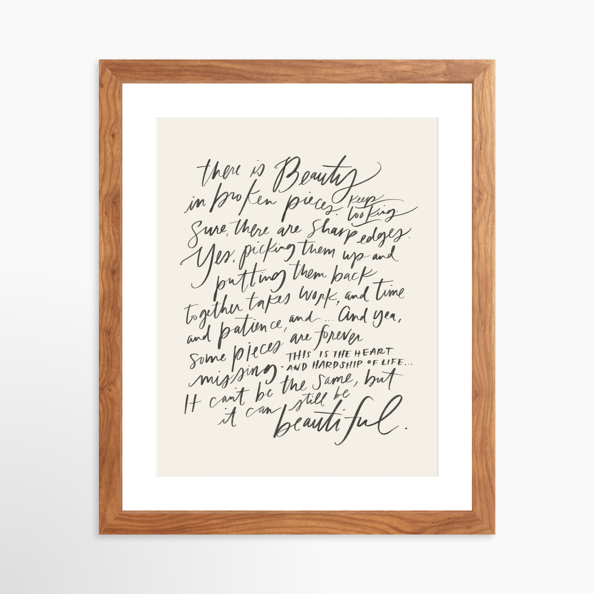 11x14 / Light Walnut Frame + White Mat