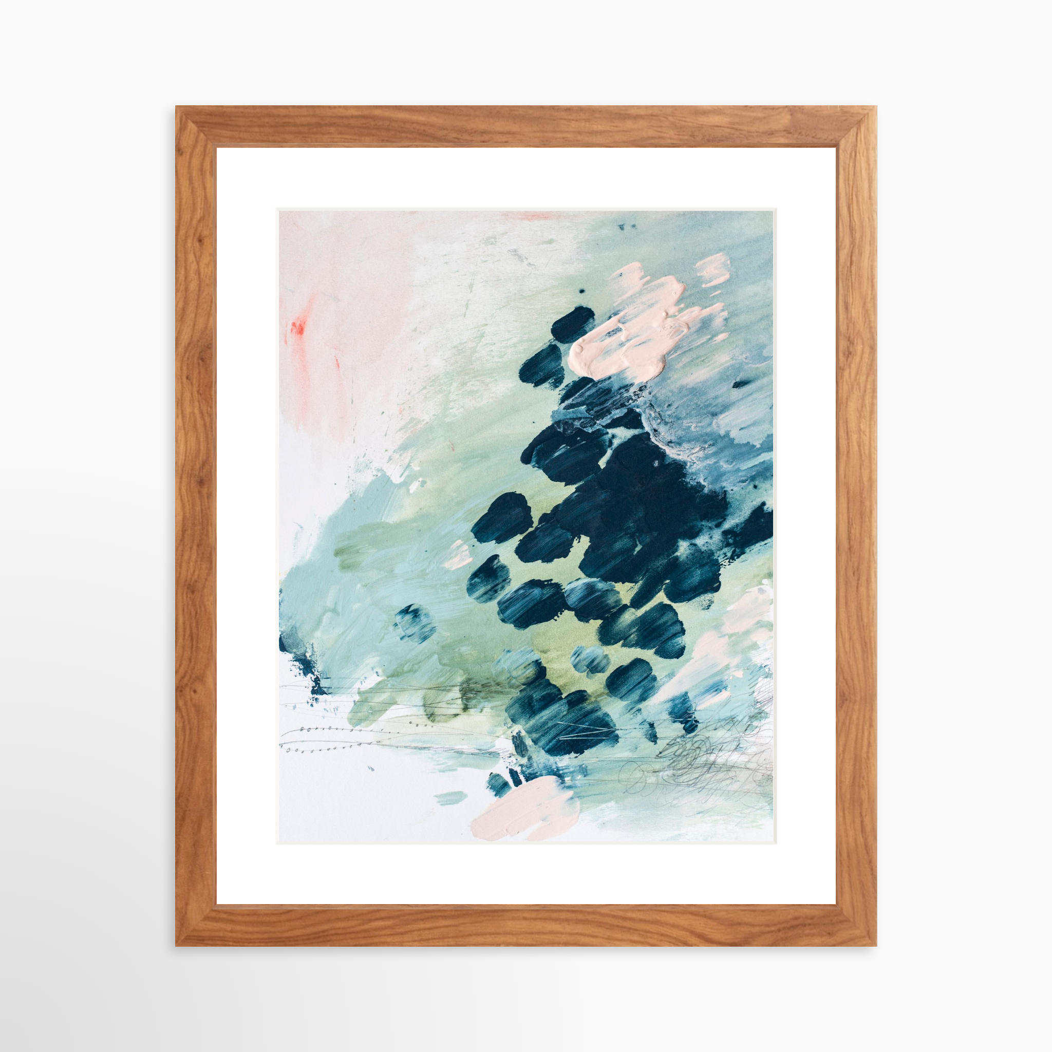 11x14 / Light Walnut Frame + White Mat