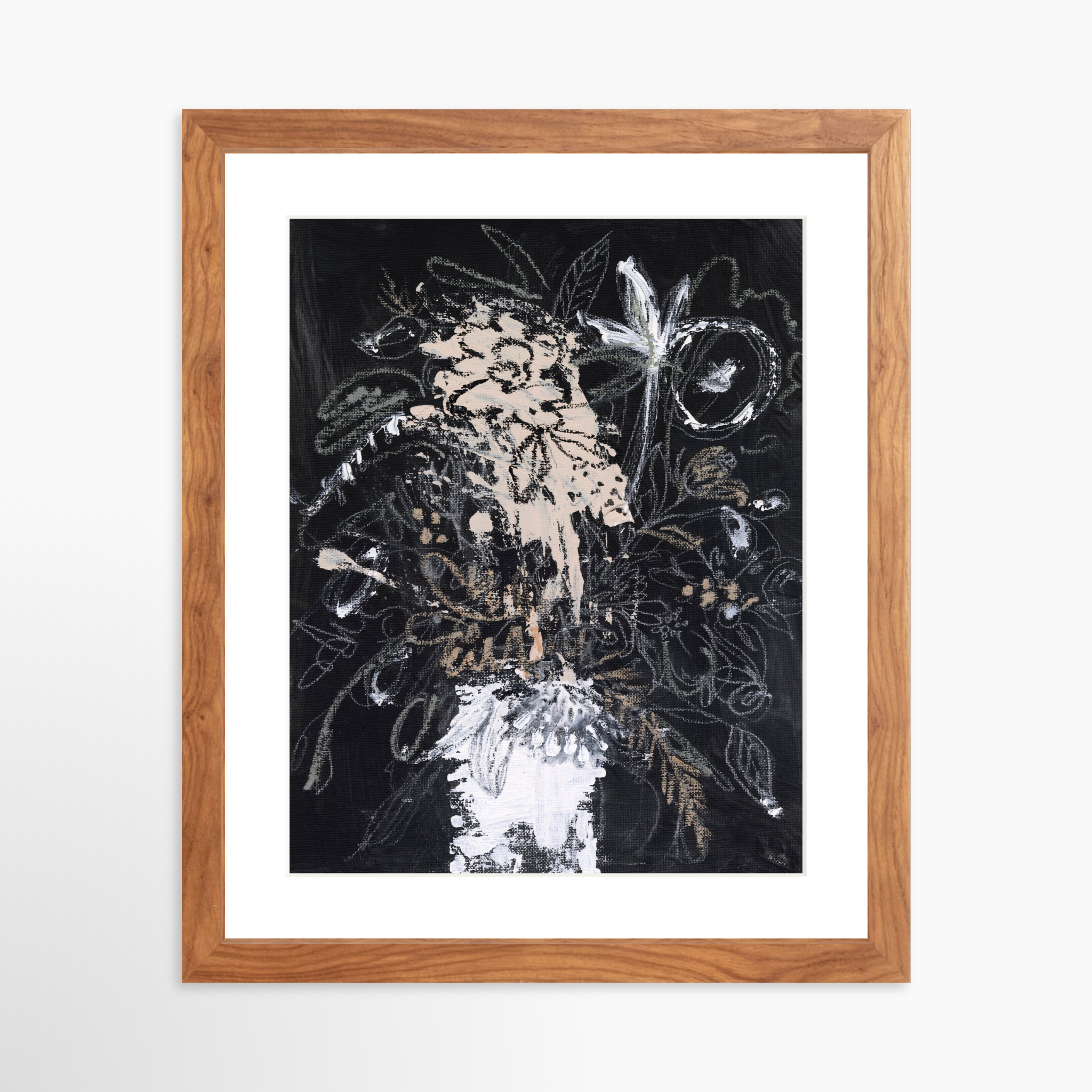 11x14 / Light Walnut Frame + White Mat