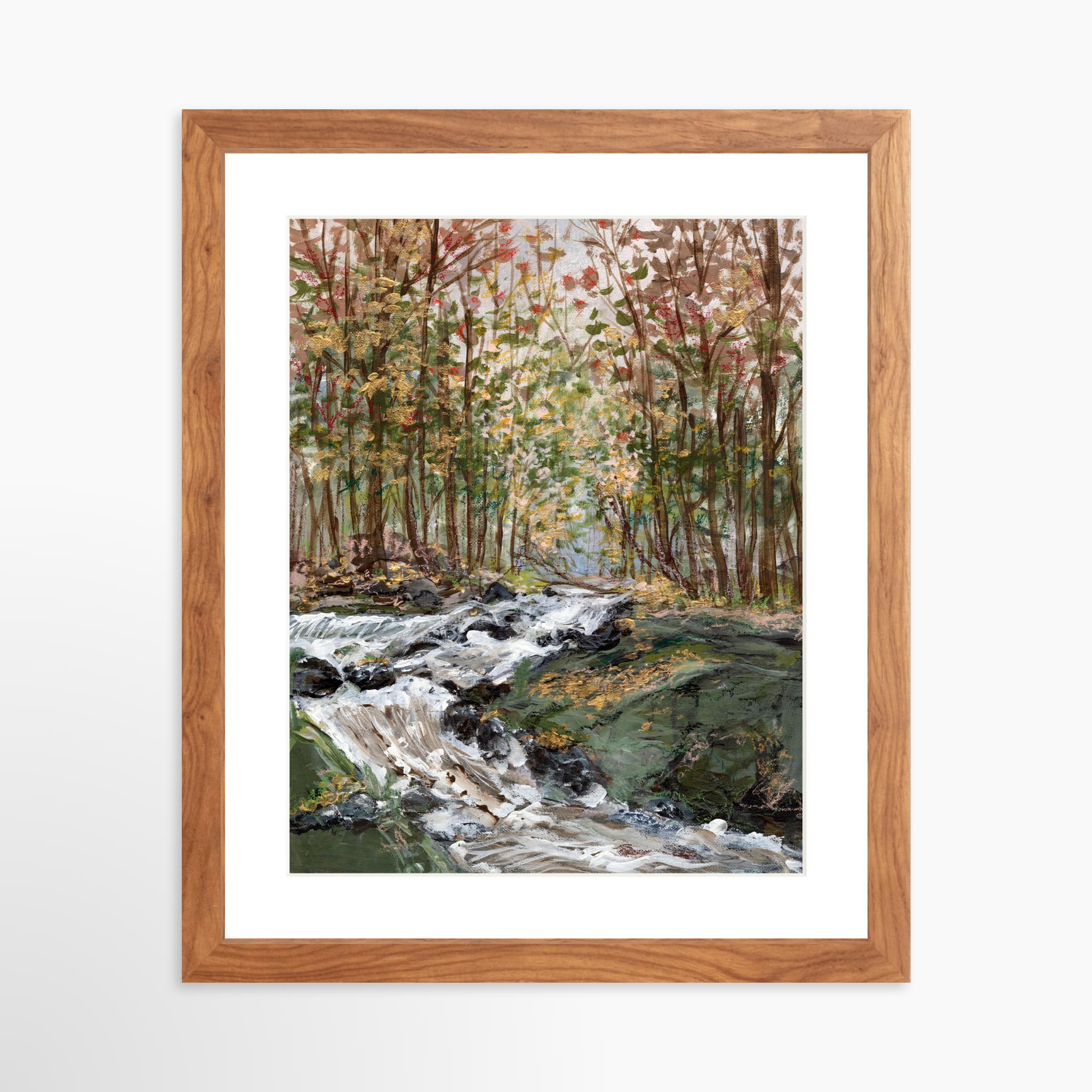 11x14 / Light Walnut Frame + White Mat