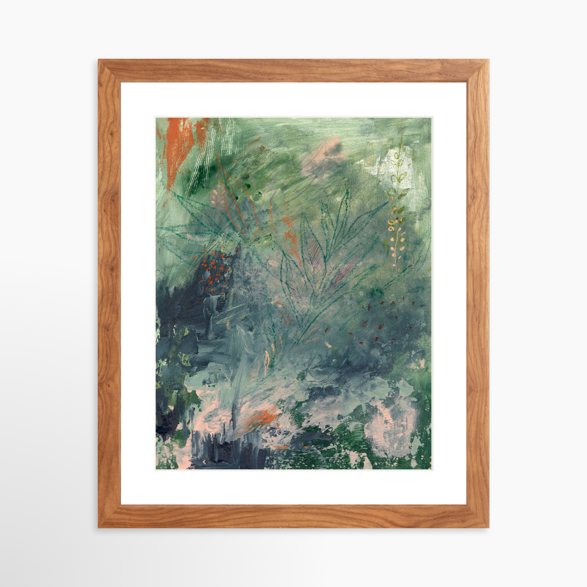 11x14 / Light Walnut Frame + White Mat