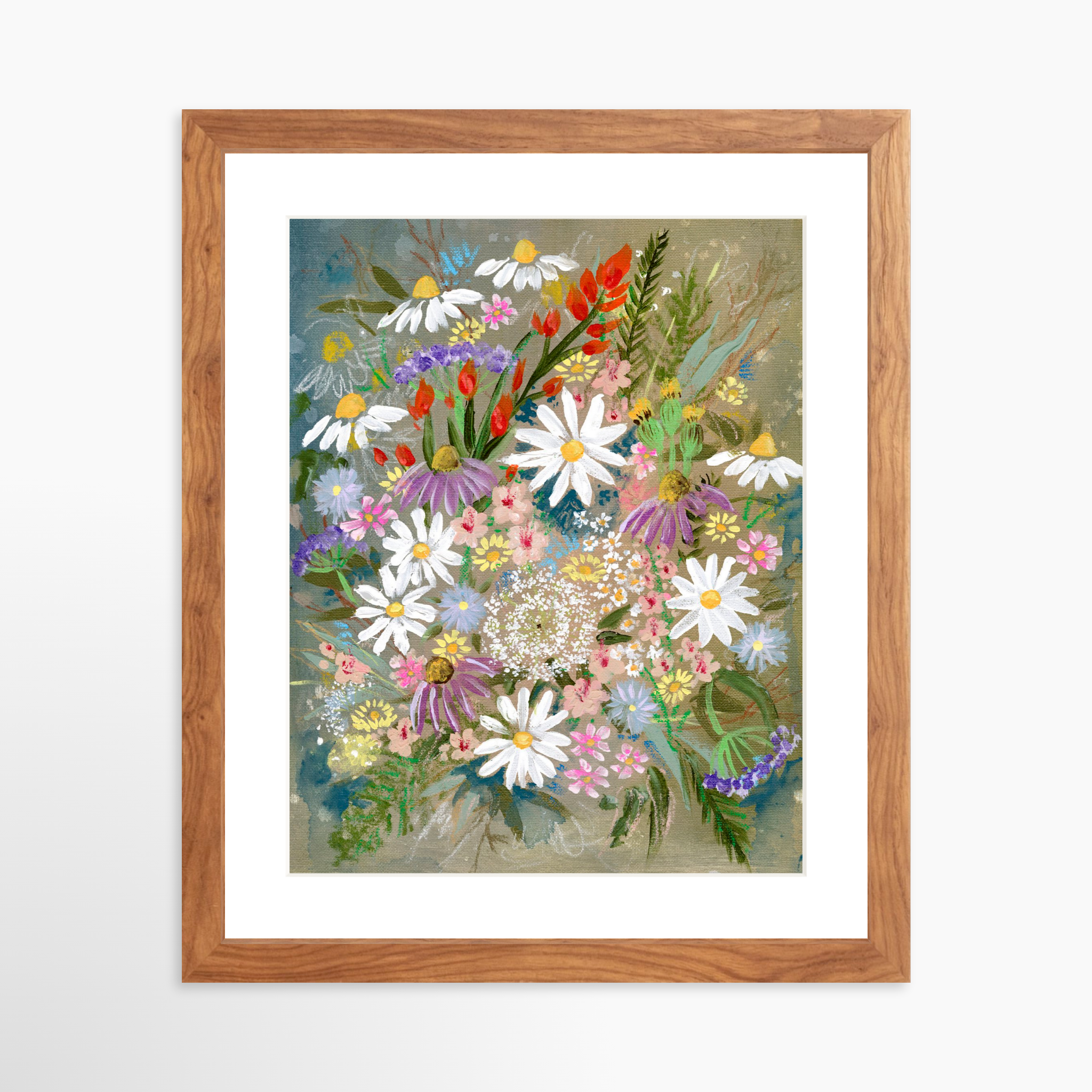 11x14 / Light Walnut Frame + White Mat