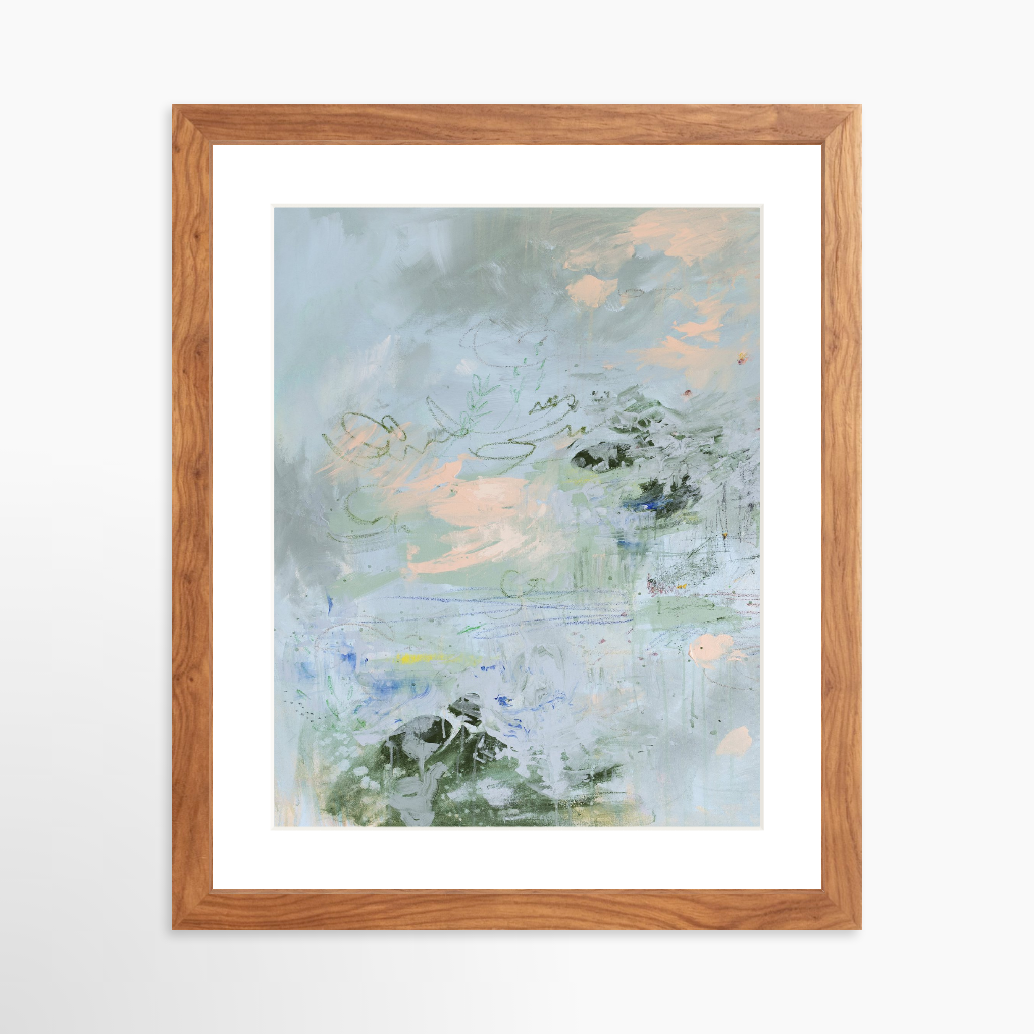 11x14 / Light Walnut Frame + White Mat