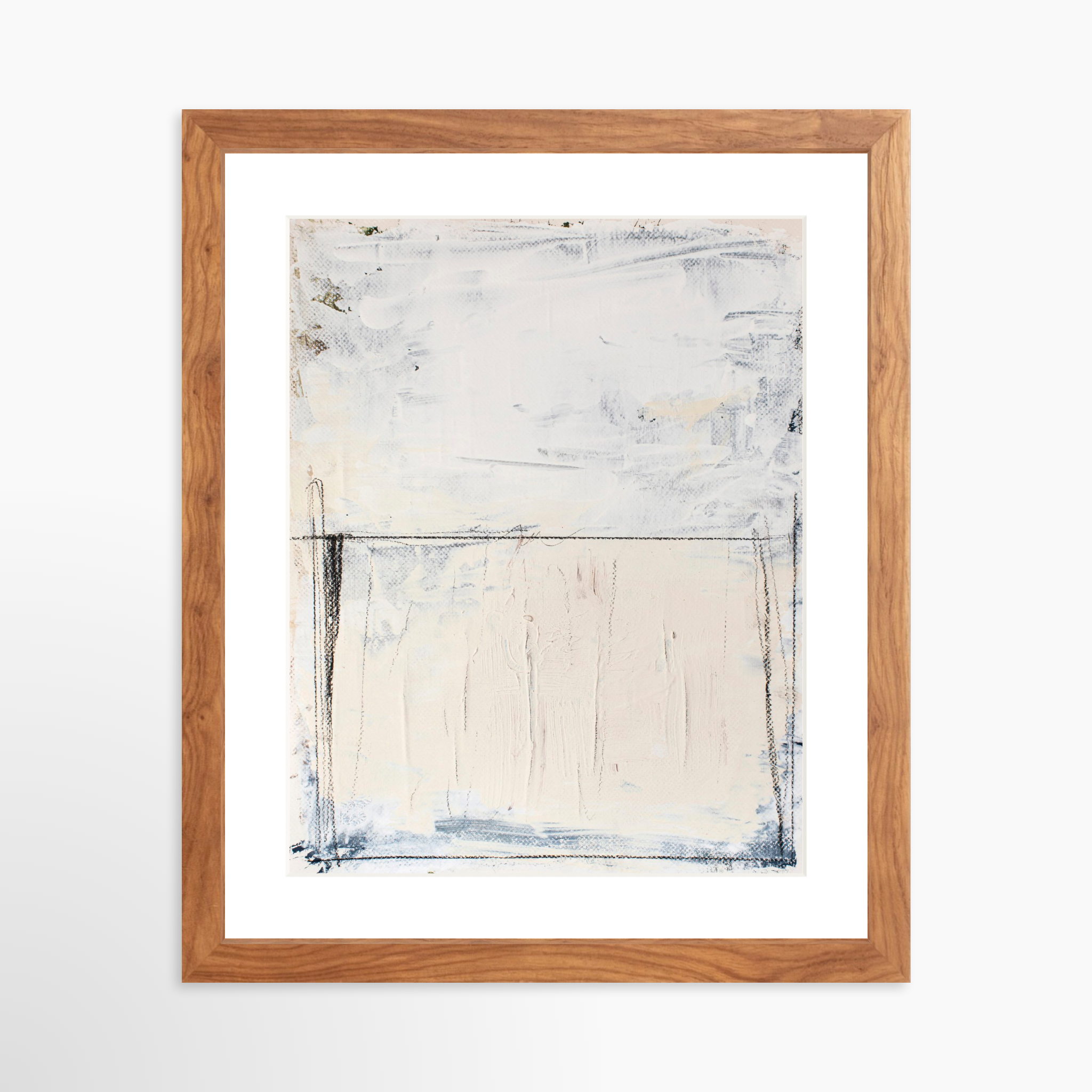 11x14 / Light Walnut Frame + White Mat