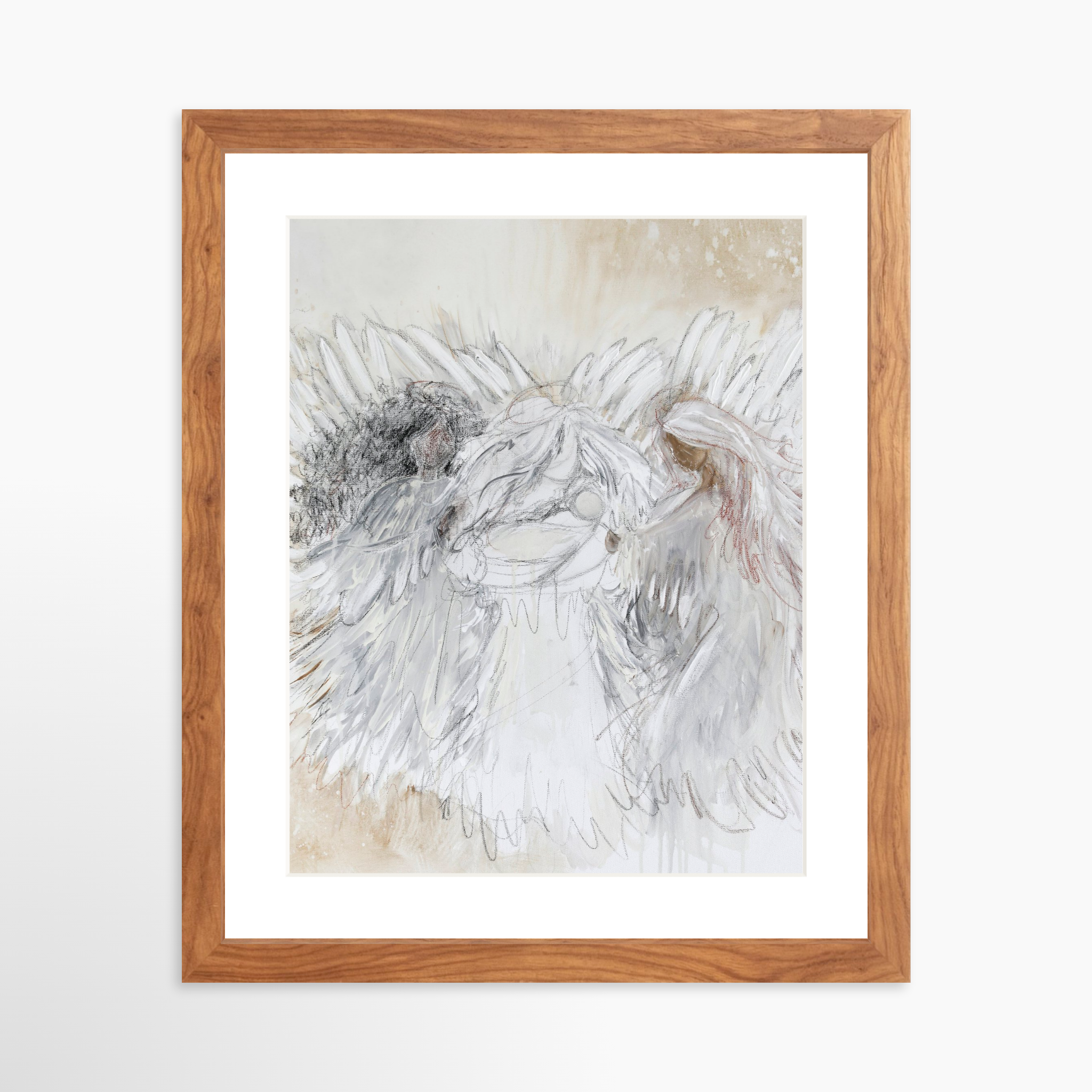 11x14 / Light Walnut Frame + White Mat