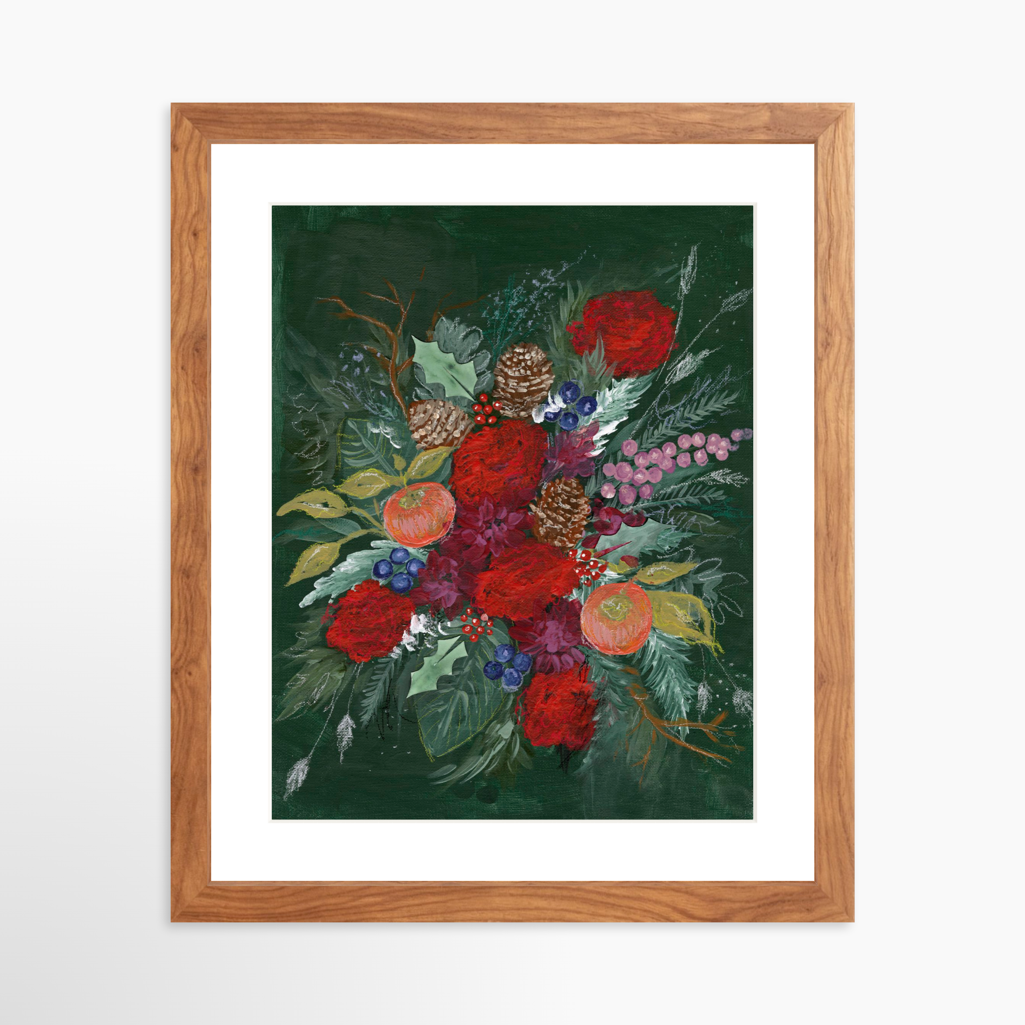 11x14 / Light Walnut Frame + White Mat