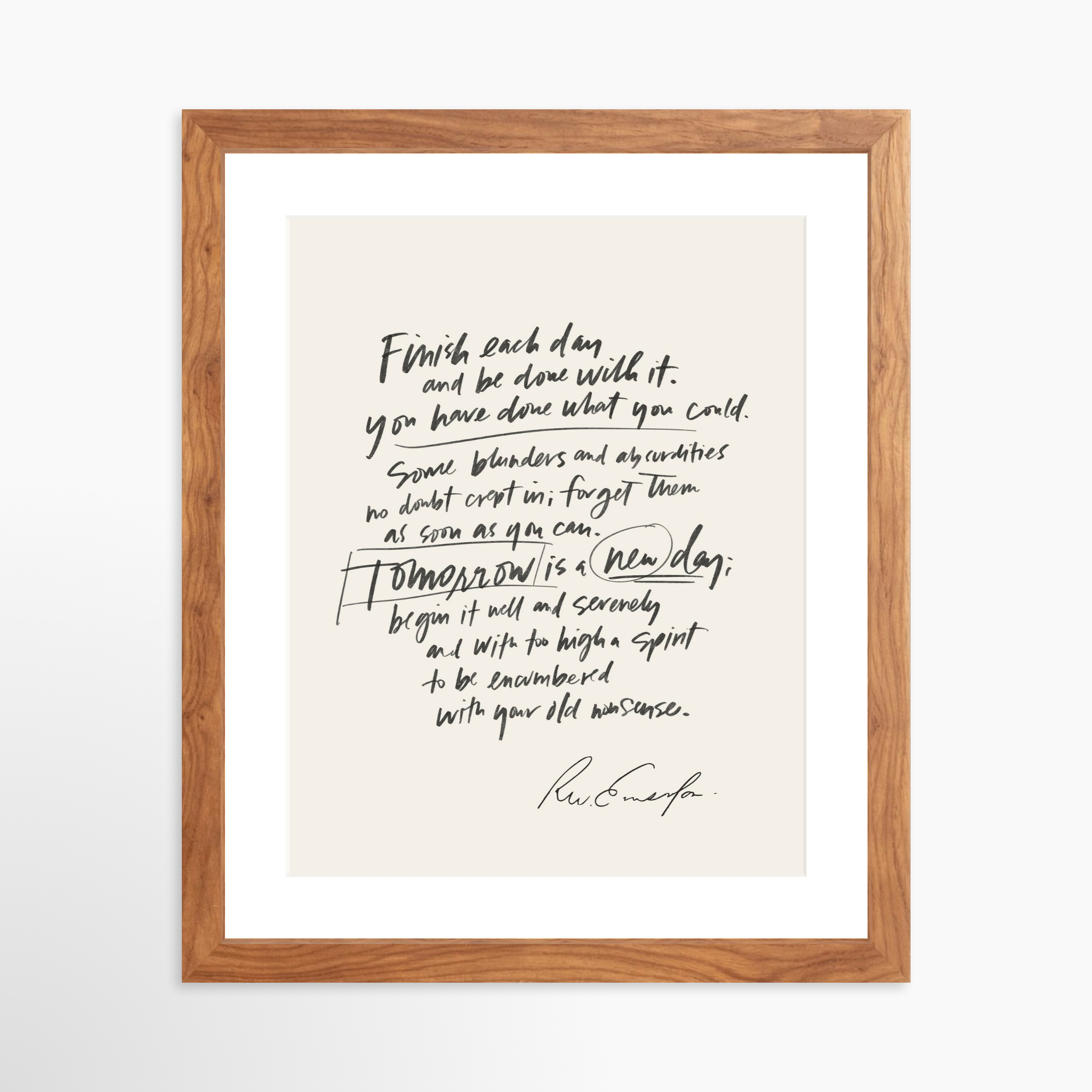 11x14 / Light Walnut Frame + White Mat