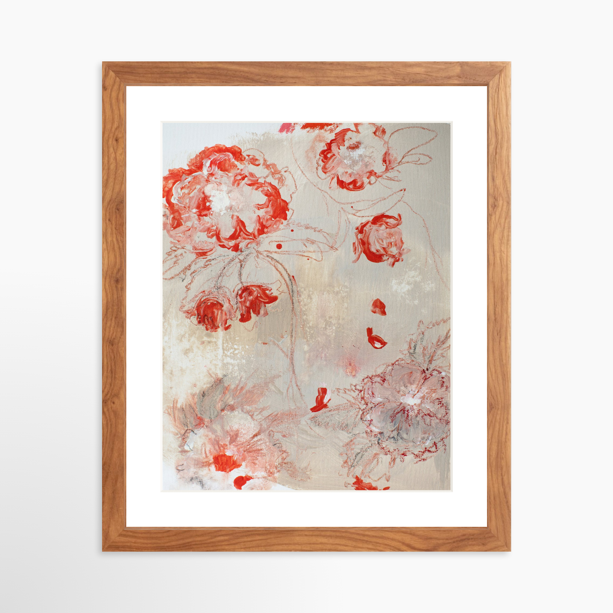 11x14 / Light Walnut Frame + White Mat