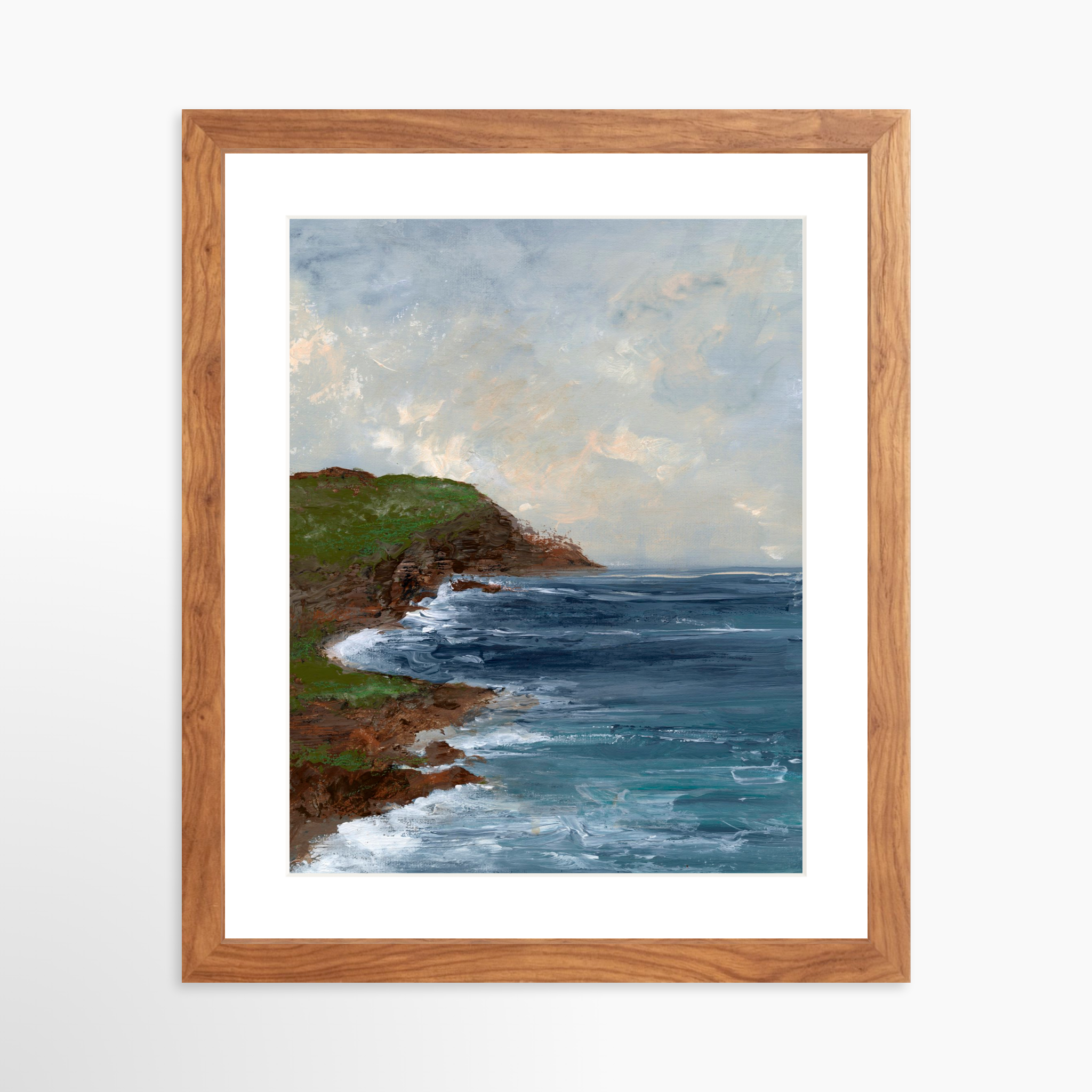 11x14 / Light Walnut Frame + White Mat