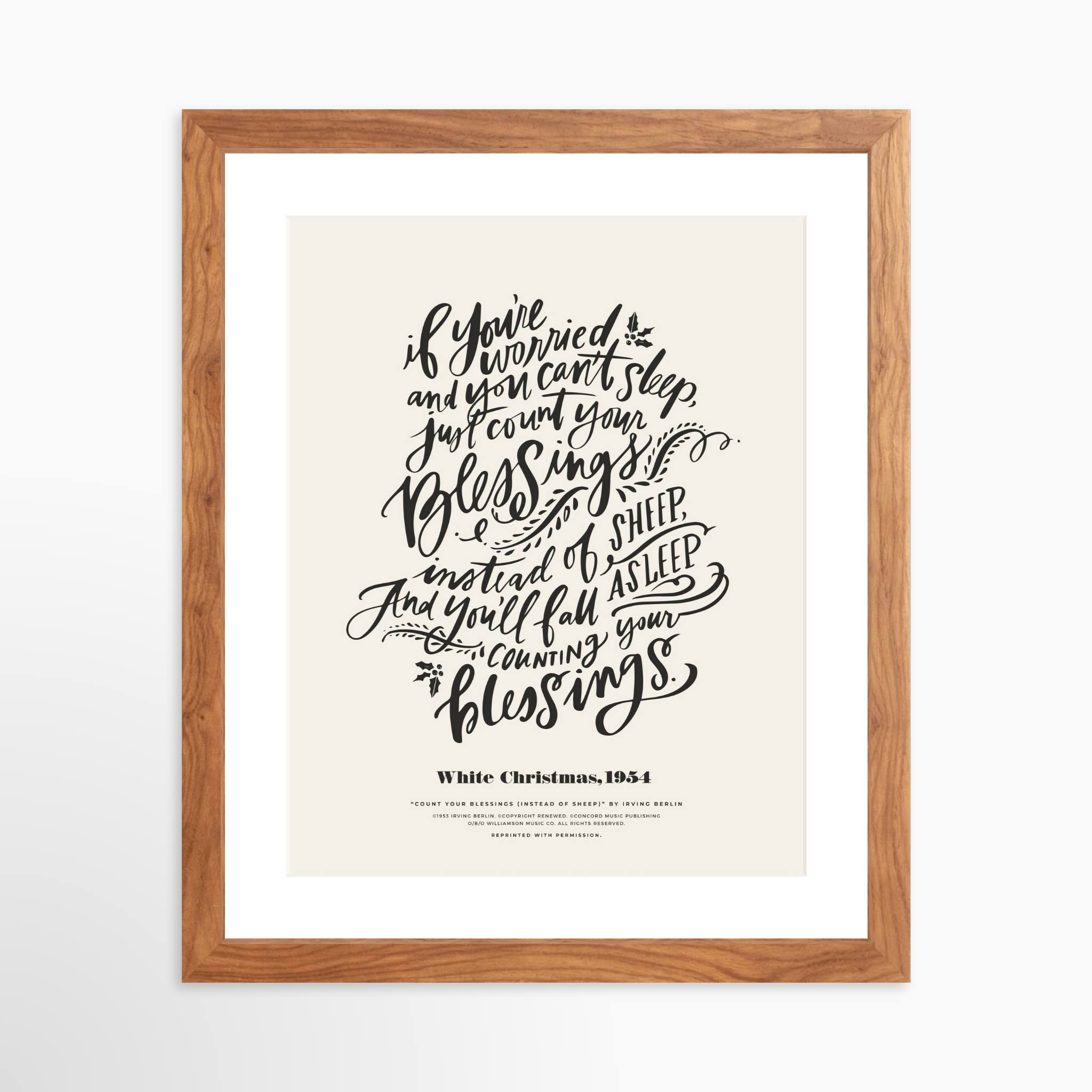 11x14 / Light Walnut Frame + White Mat
