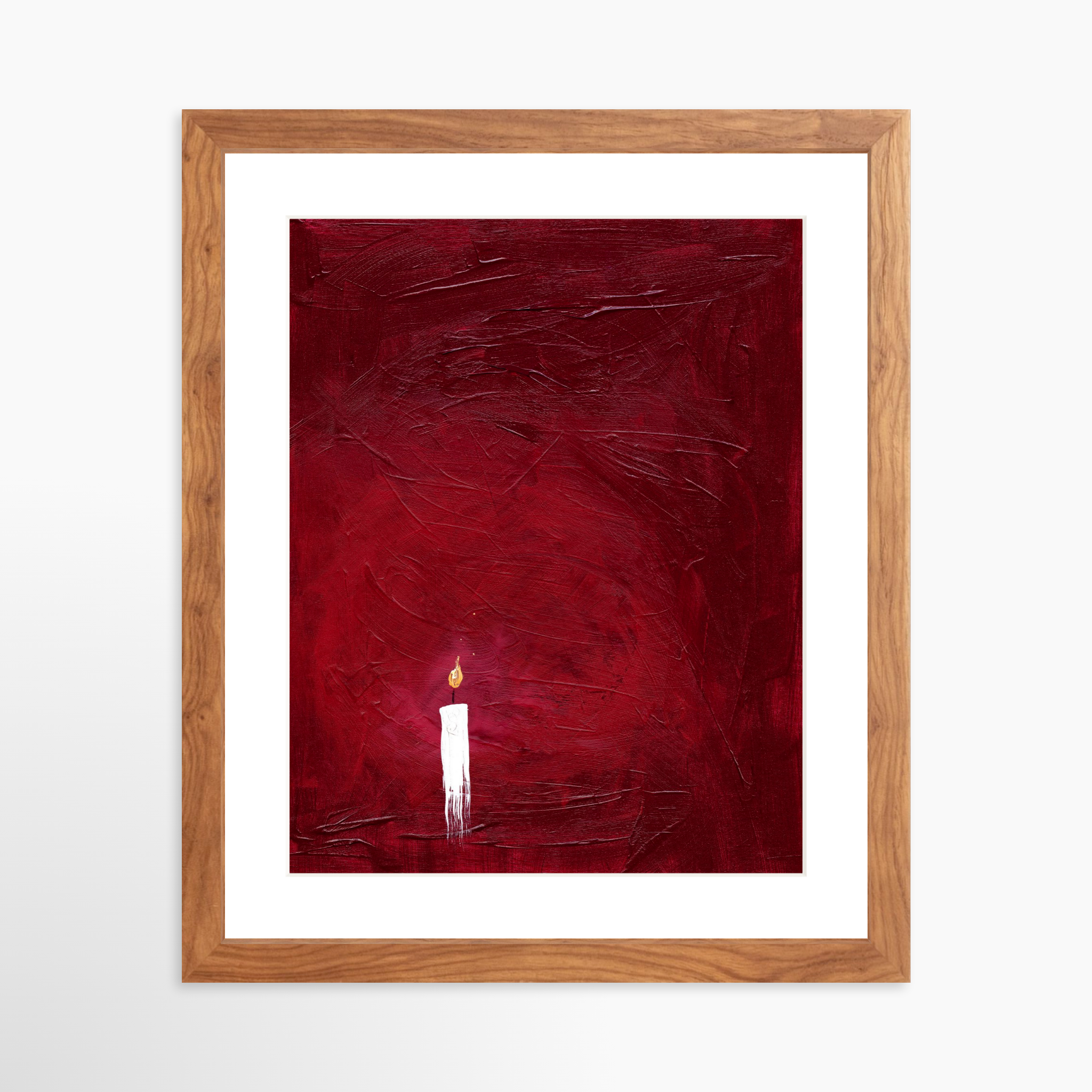 11x14 / Light Walnut Frame + White Mat