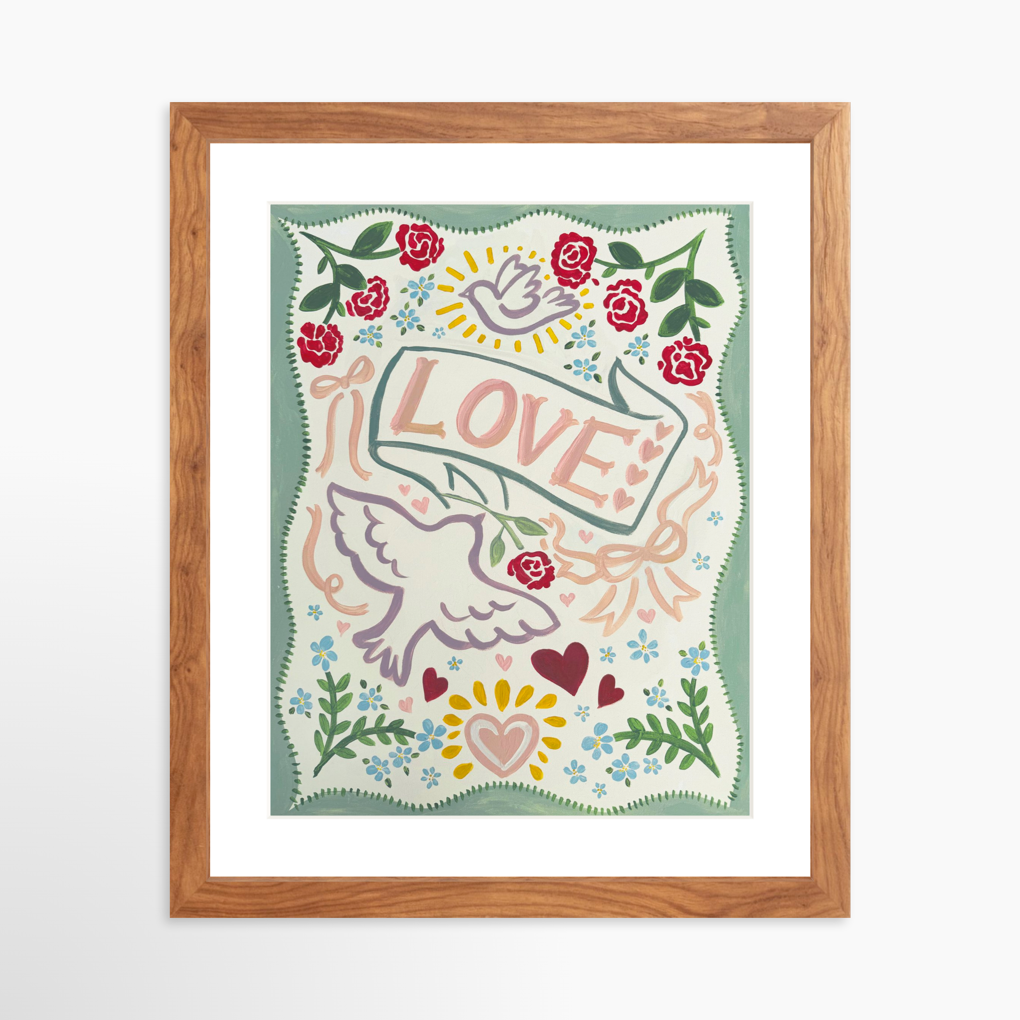 11x14 / Light Walnut Frame + White Mat