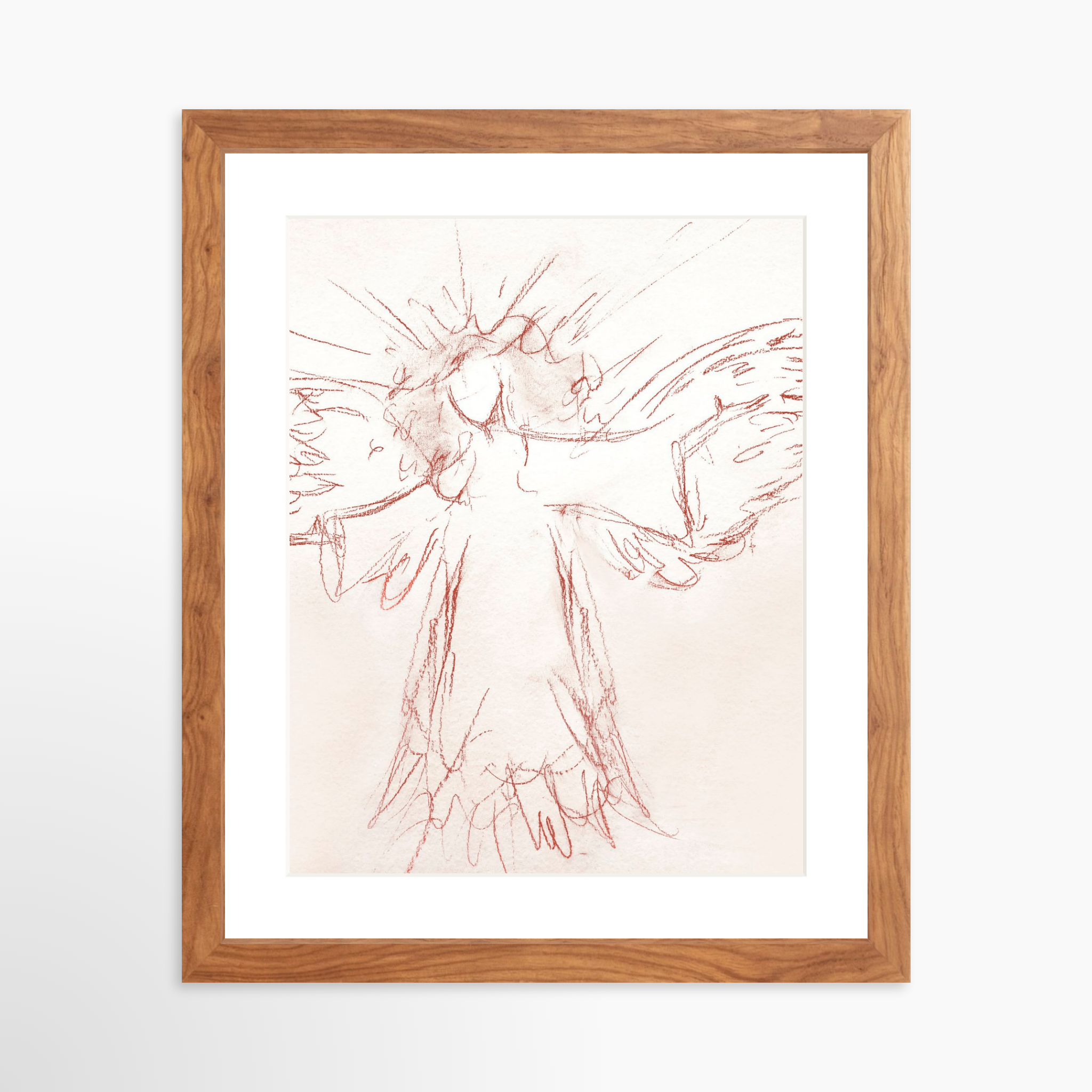 11x14 / Light Walnut Frame + White Mat