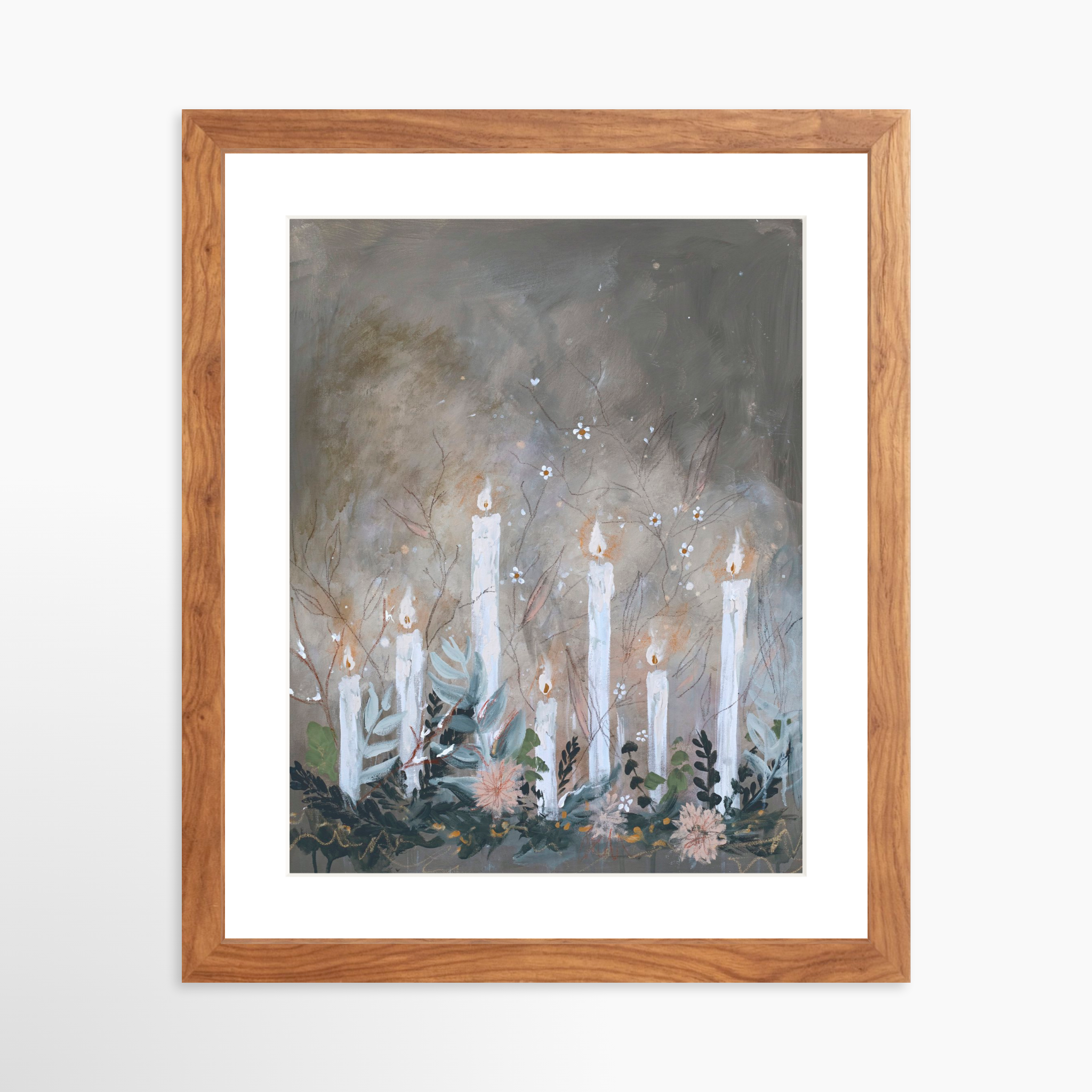 11x14 / Light Walnut Frame + White Mat