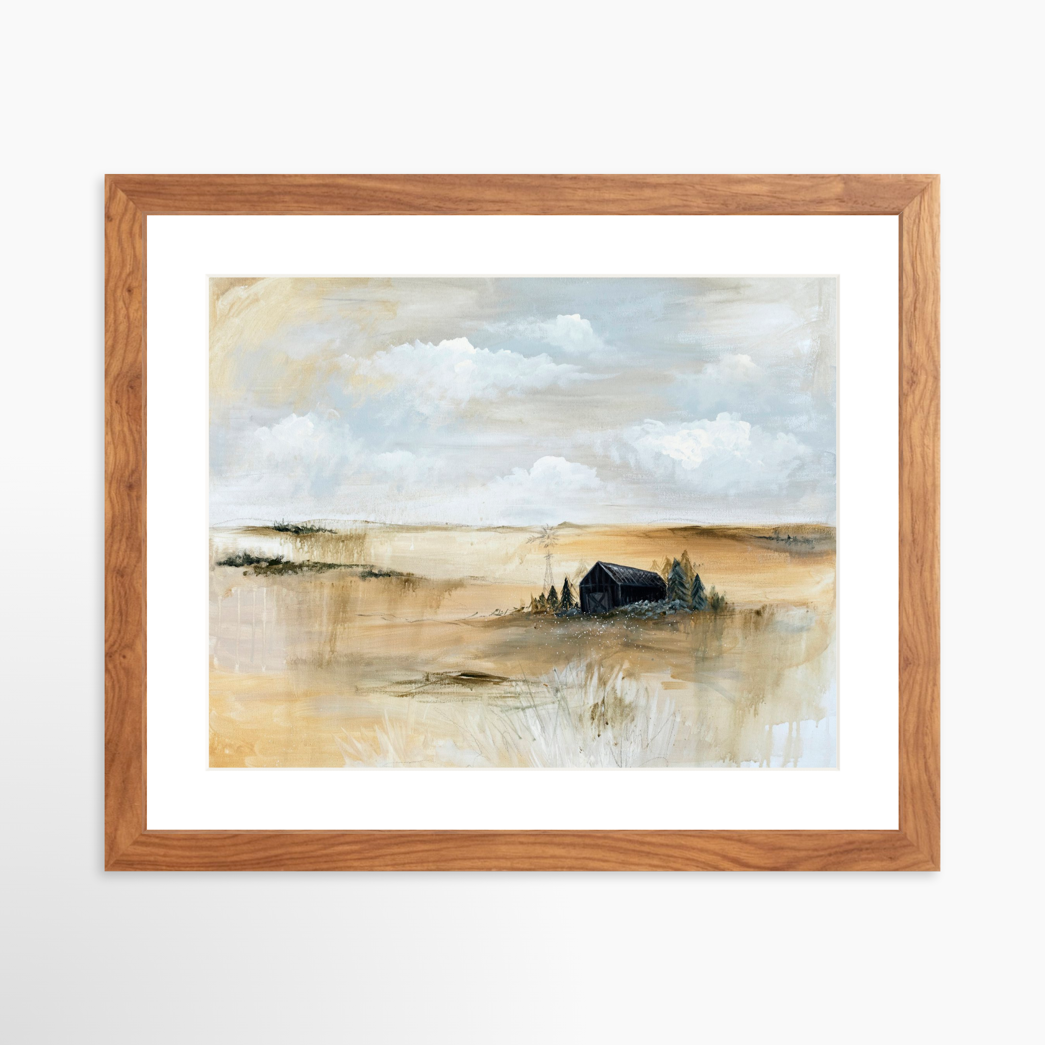 14x11 / Light Walnut Frame + White Mat