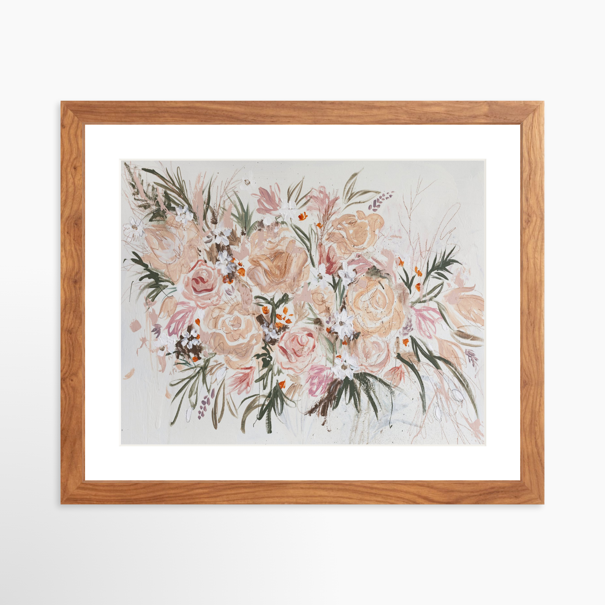 14x11 / Light Walnut Frame + White Mat