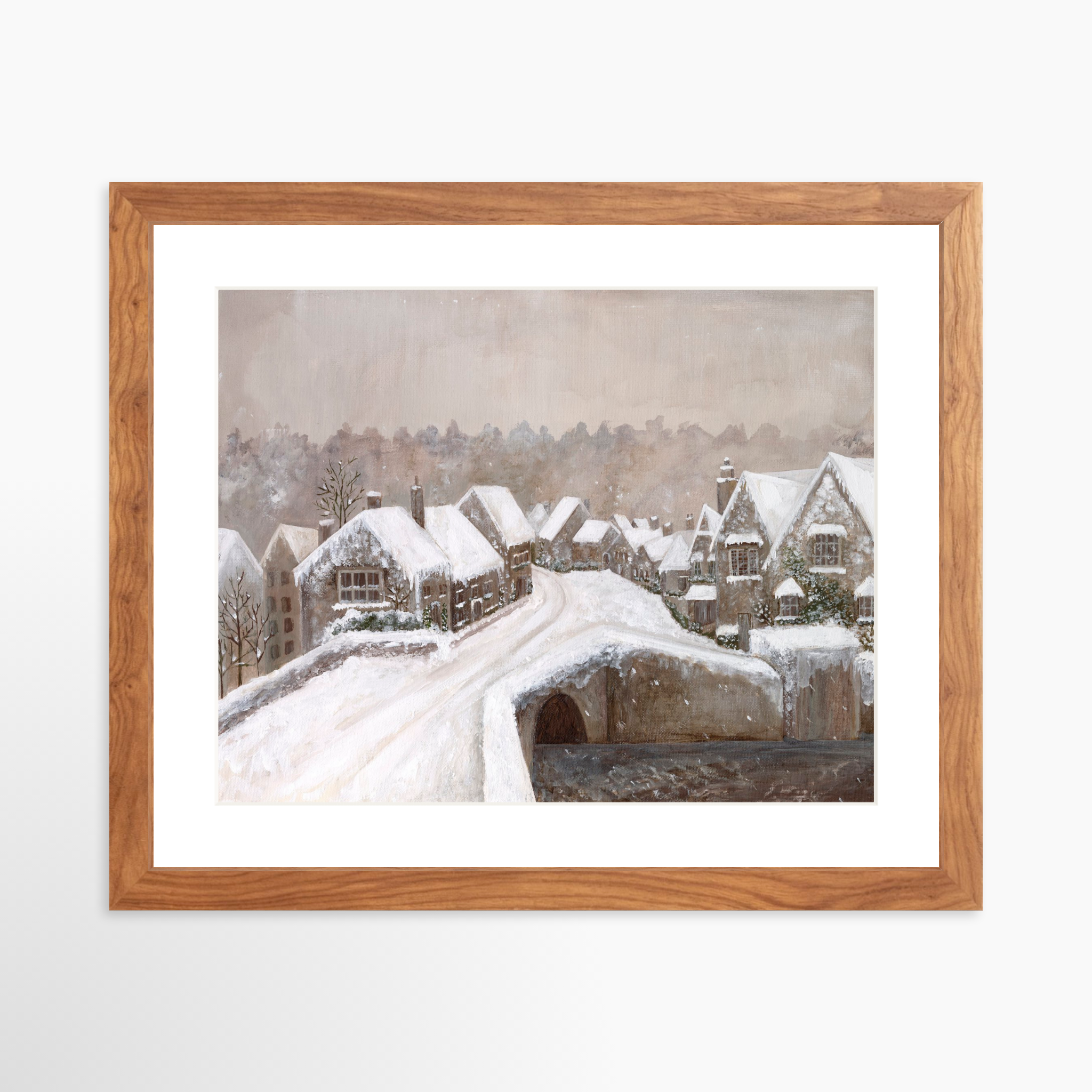 14x11 / Light Walnut Frame + White Mat