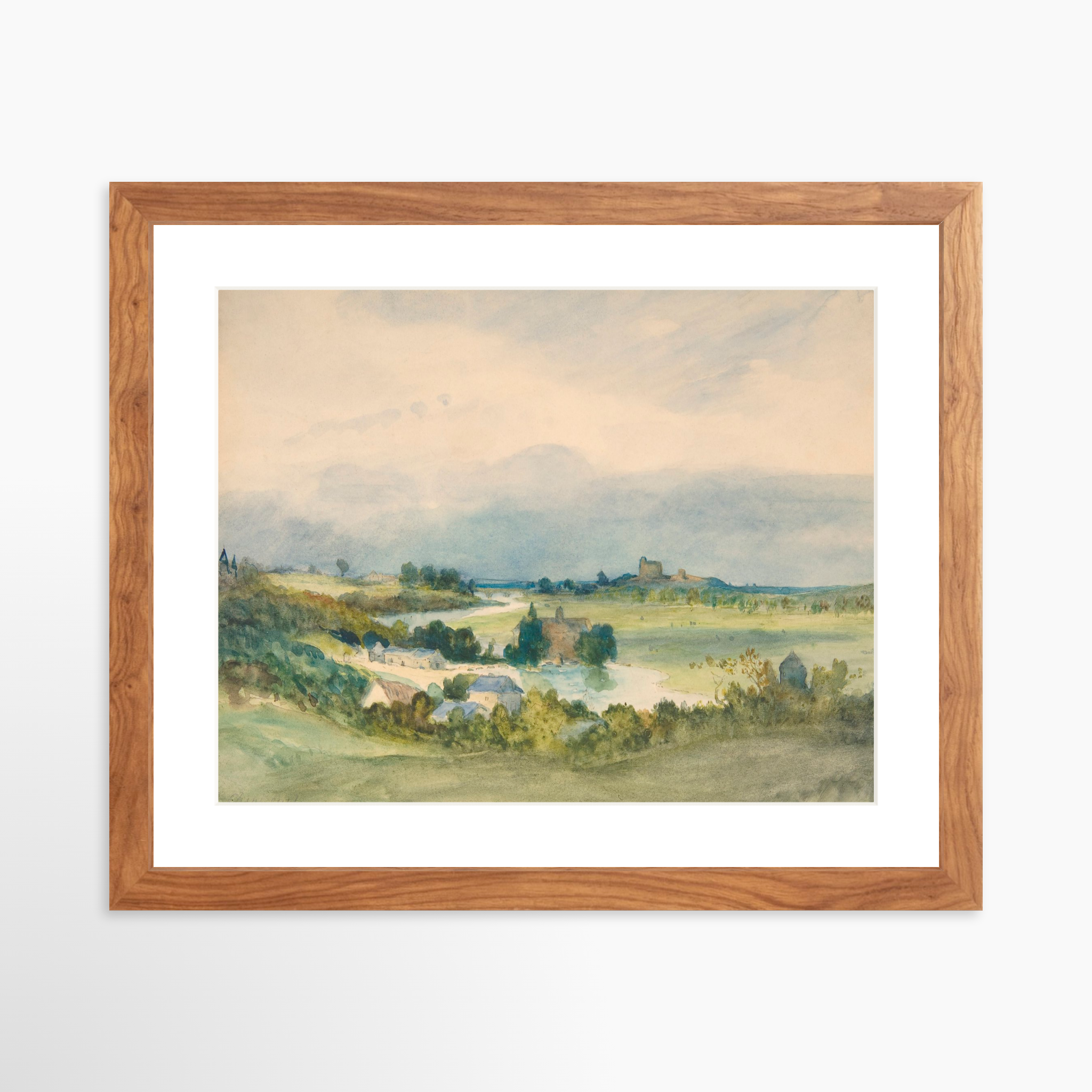 14x11 / Light Walnut Frame + White Mat